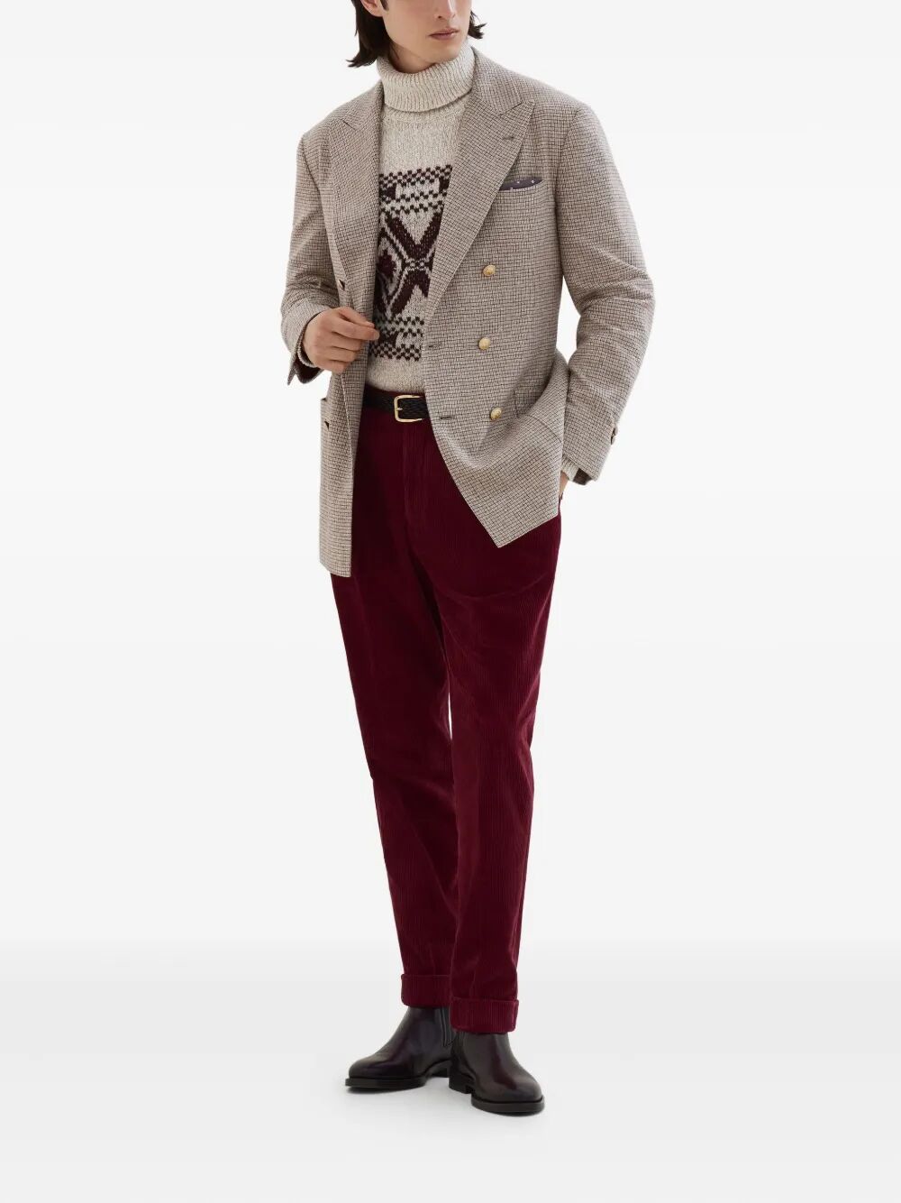 BRUNELLO CUCINELLI Geometric Jacquard Turtleneck Sweater - Men's