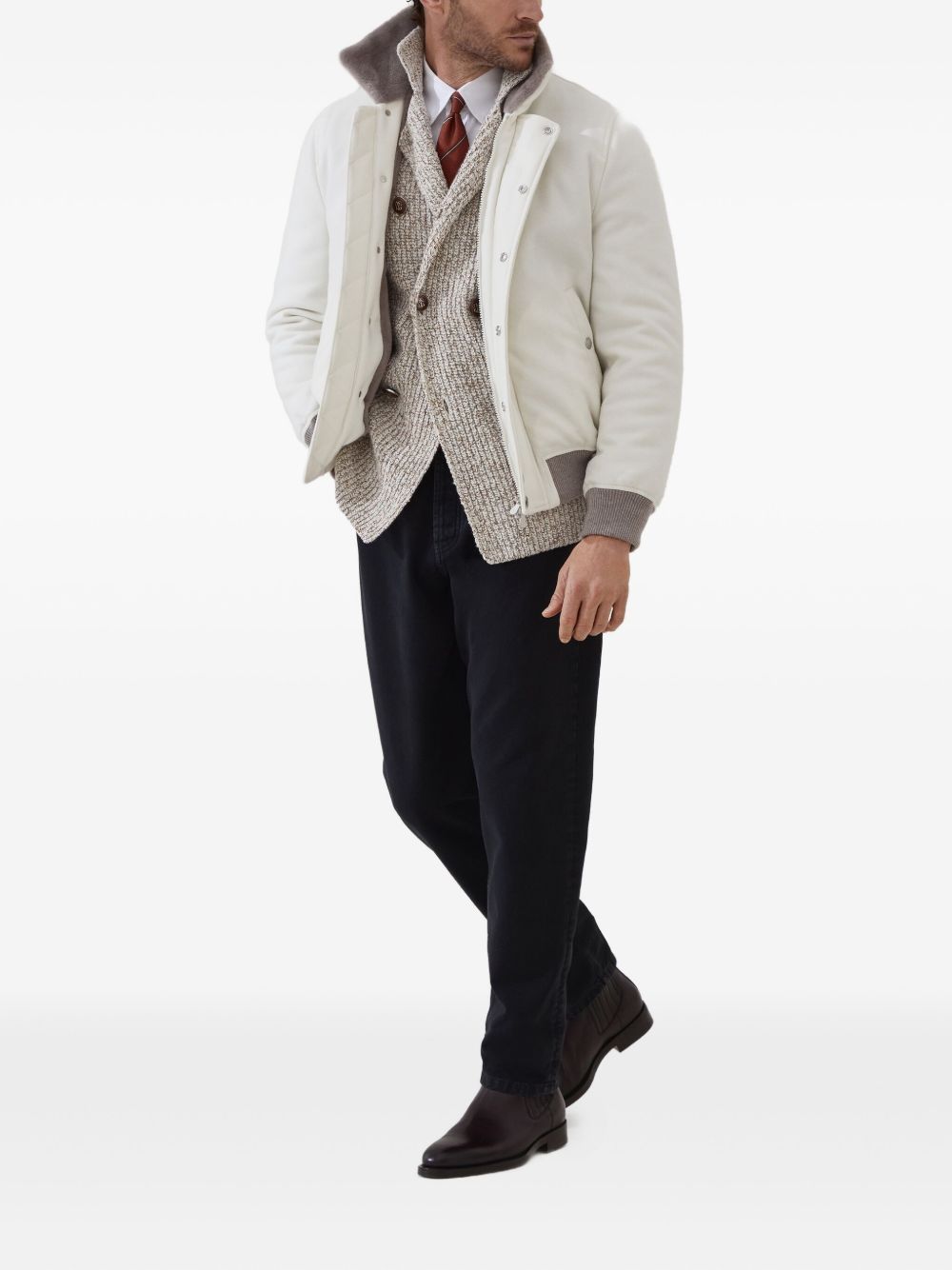 BRUNELLO CUCINELLI Men's Wool and Cashmere Double-Breasted Jacket