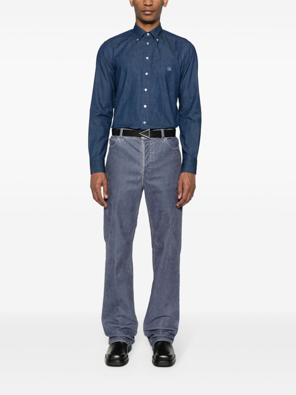 ETRO Classic Cotton Shirt with Embroidered Logo