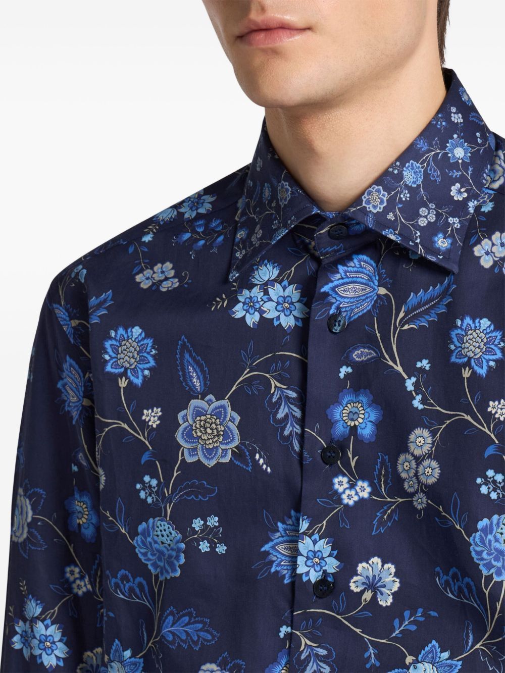 ETRO Men's 8 cm Collar Mini Print Shirt
