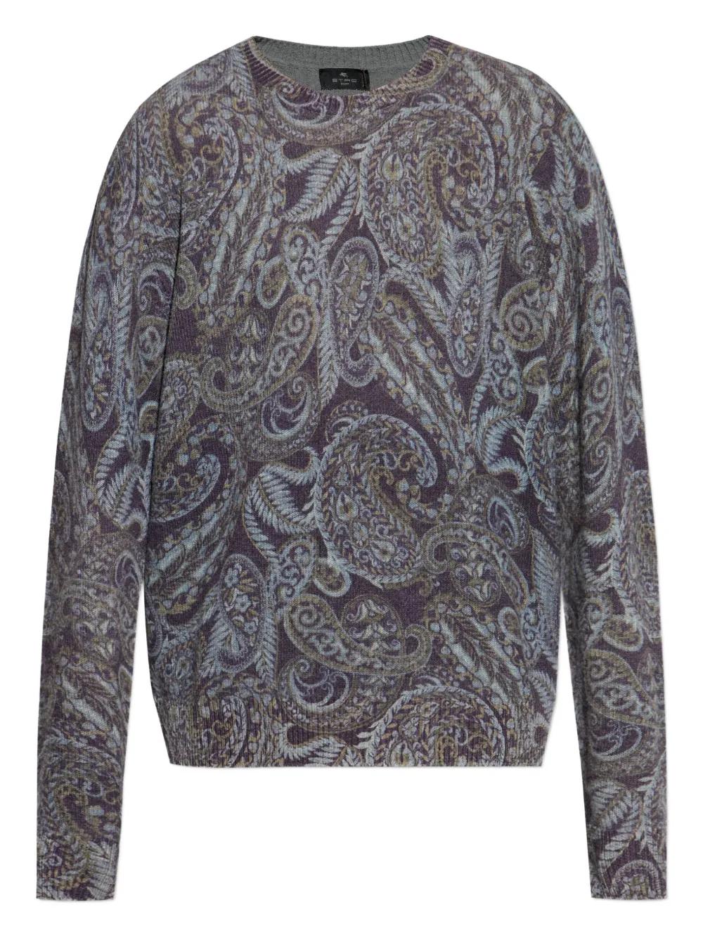 ETRO Ribbed Paisley Wool Sweater for Men