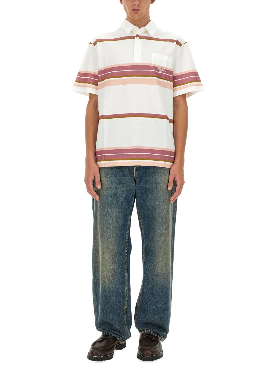 ETRO Men's Regular Fit Polo Shirt with Pegasus Embroidery - Size L