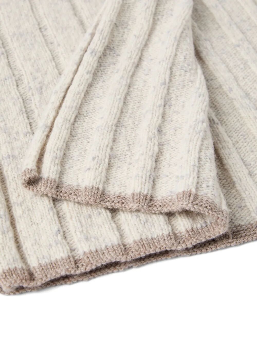 BRUNELLO CUCINELLI Flecked Cashmere Ribbed Knit Scarf 167 x 30 CM