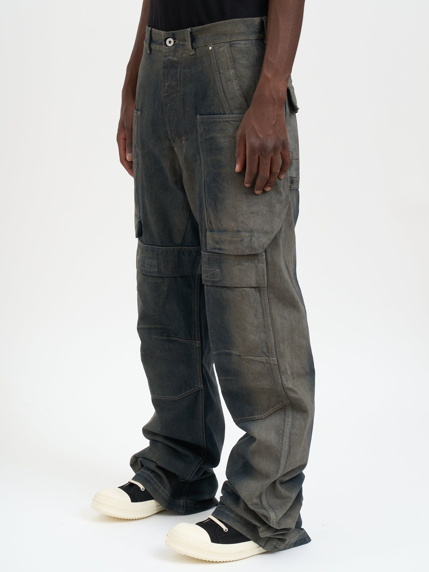 RICK OWENS Stefan Cargo Low Rise Loose Fit Denim Pants - Size 31