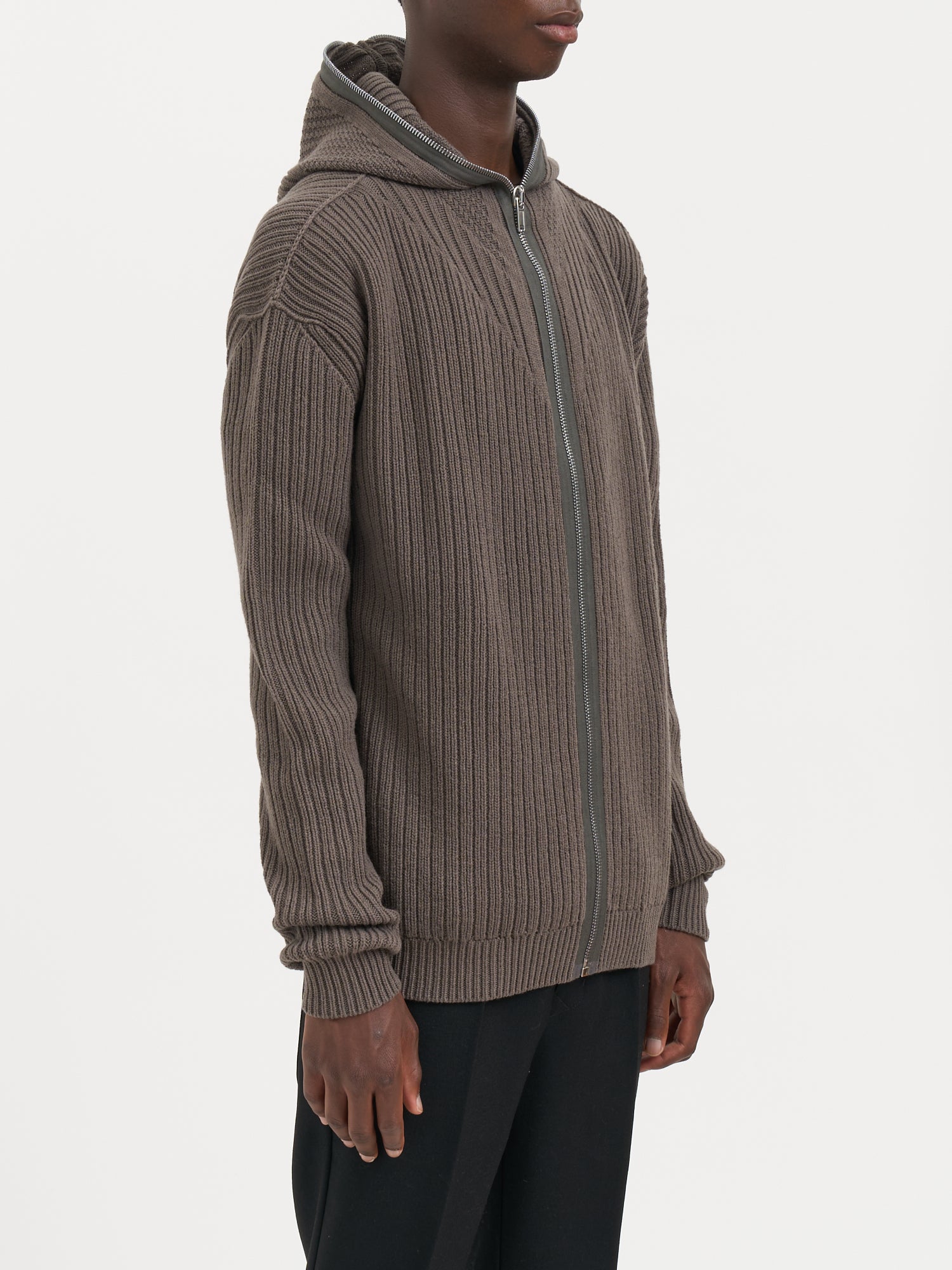RICK OWENS Men's Mini Zipped Hoodie Dust Knit Jacket