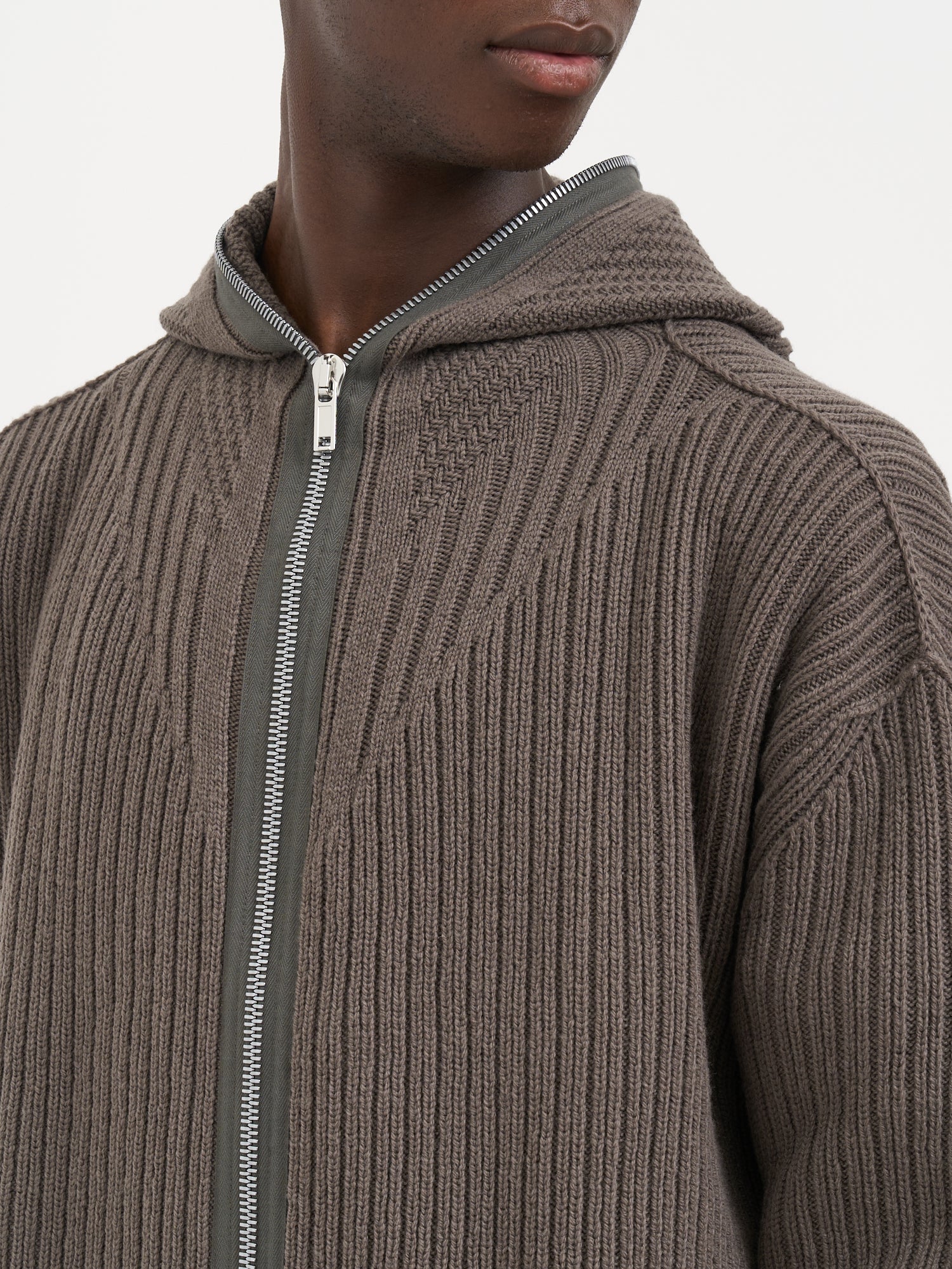 RICK OWENS Men's Mini Zipped Hoodie Dust Knit Jacket