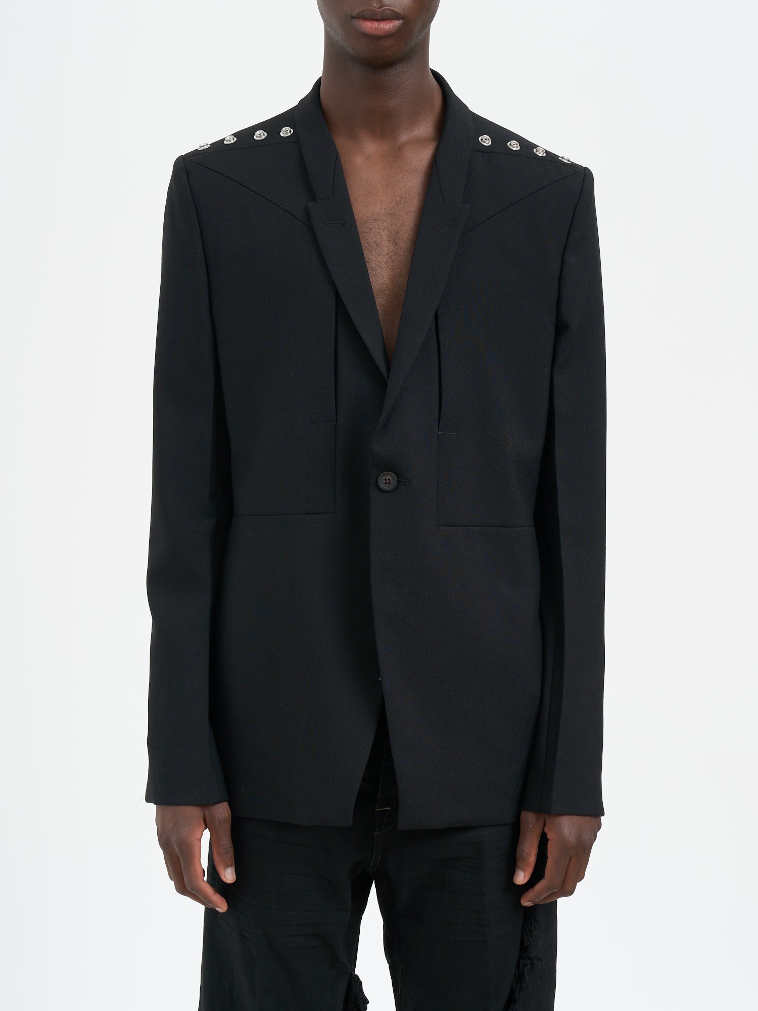 RICK OWENS Men's Soft Blazer with Narrow Peak Lapels