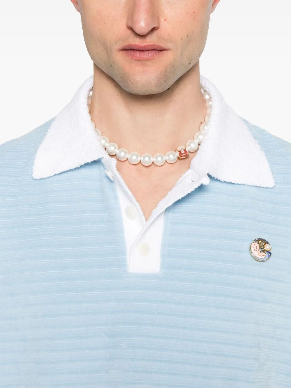 CASABLANCA Long Sleeve Velour Polo for Men