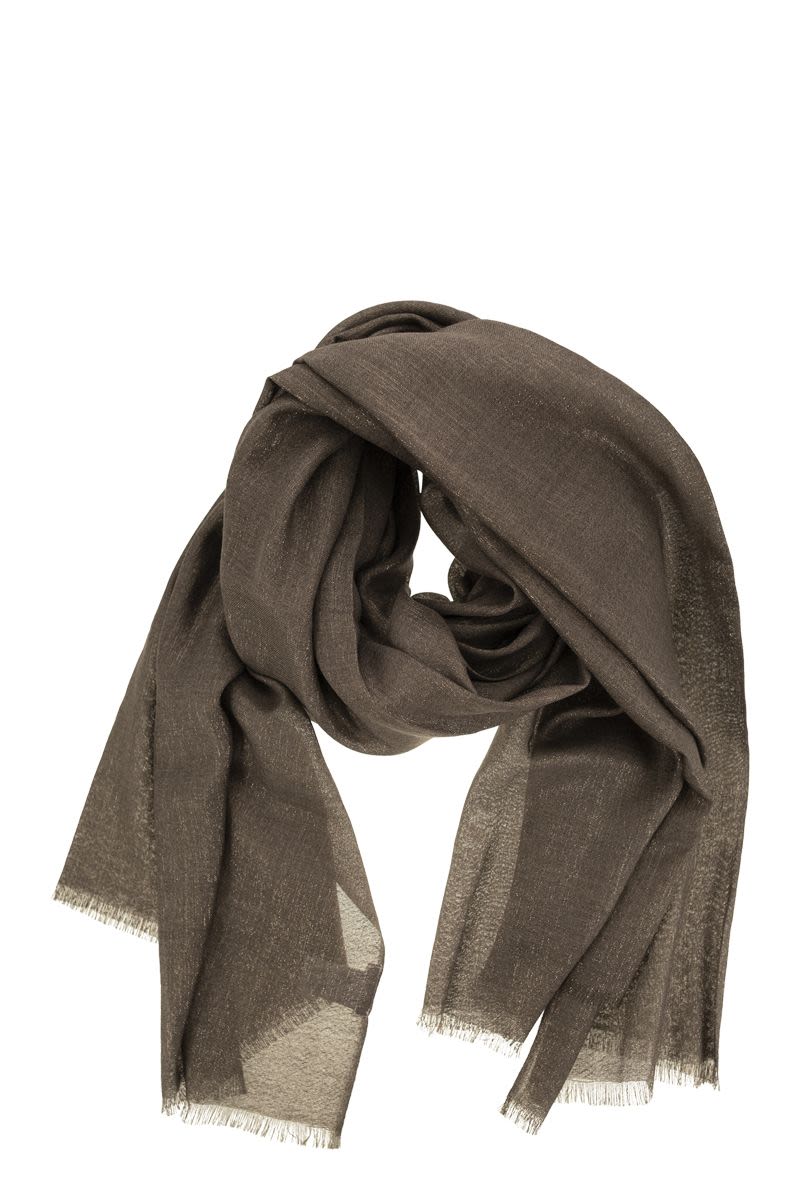 BRUNELLO CUCINELLI Sparkling Cashmere and Silk Scarf 90 x 120 CM