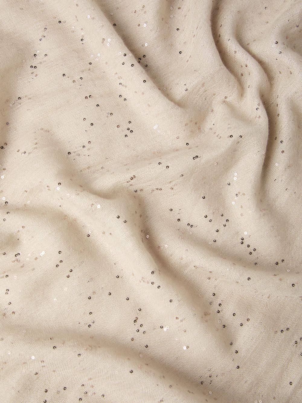 BRUNELLO CUCINELLI Cashmere and Silk Scarf with Sequin Embellishment and Fringed Edge