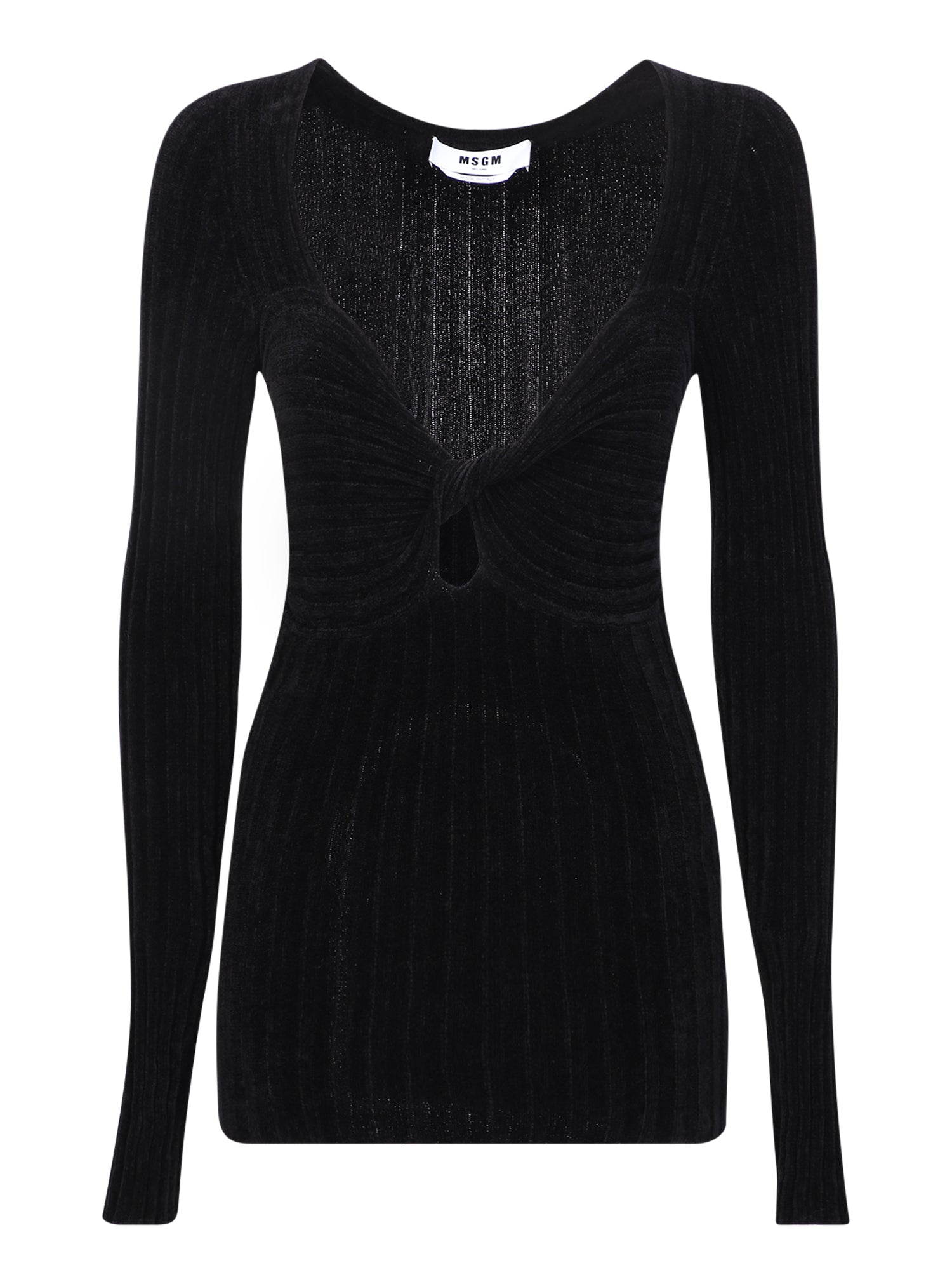 MSGM Twist Detail V-Neck Knit Sweater for Women