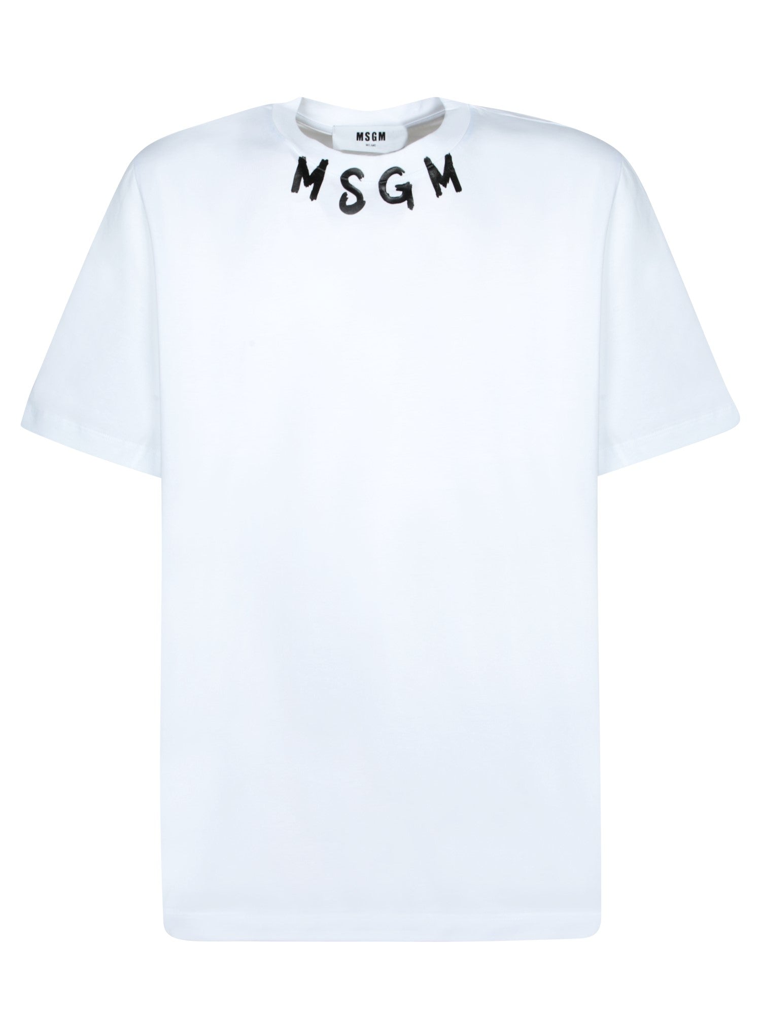 MSGM Men's Short Sleeve T-Shirt with Distinctive Logo