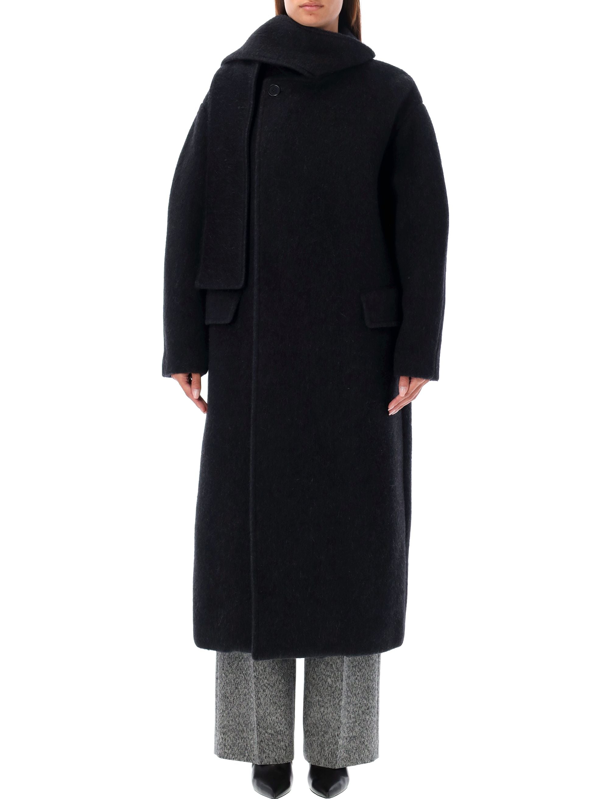 MSGM Scarfed Collar Long Jacket - Oversized Fit