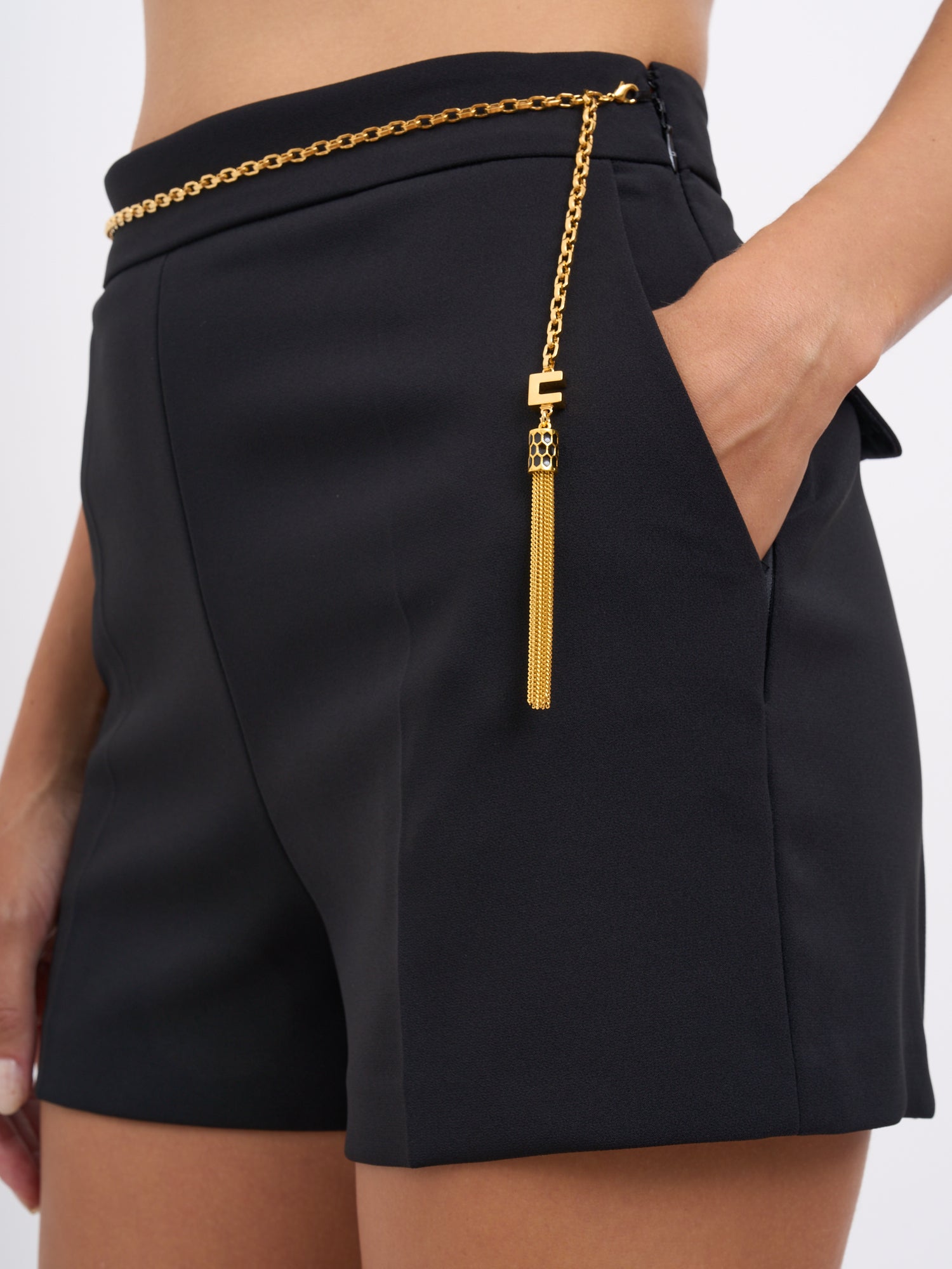 ELISABETTA FRANCHI Mini Shorts with Jewel Chain - Size 40