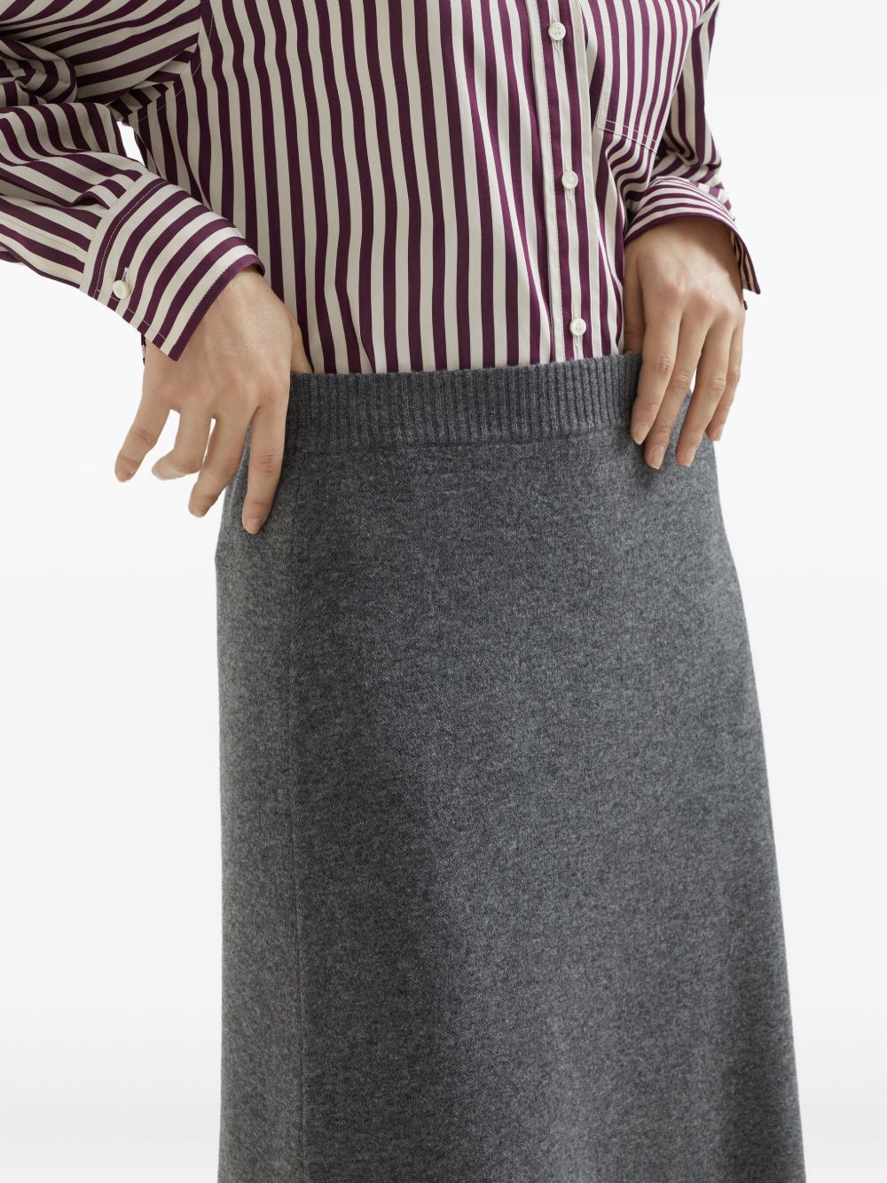 BRUNELLO CUCINELLI Cashmere Midi Skirt with Elasticated Waistband