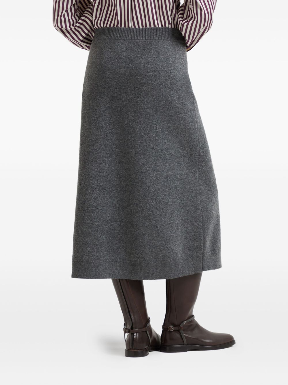 BRUNELLO CUCINELLI Cashmere Midi Skirt with Elasticated Waistband