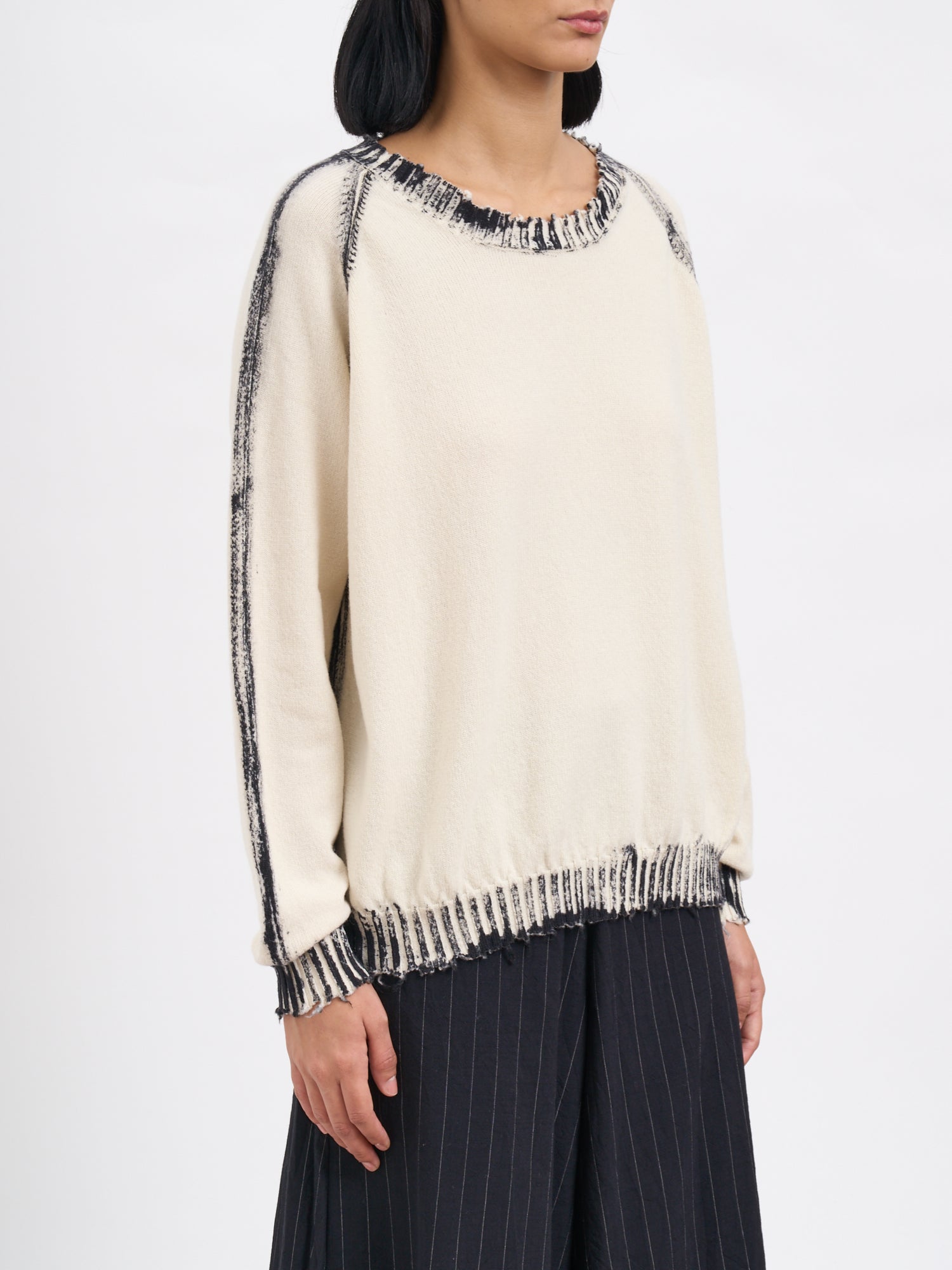 SERIENUMERICA Crew Neck Wool Sweater with Raglan Sleeves