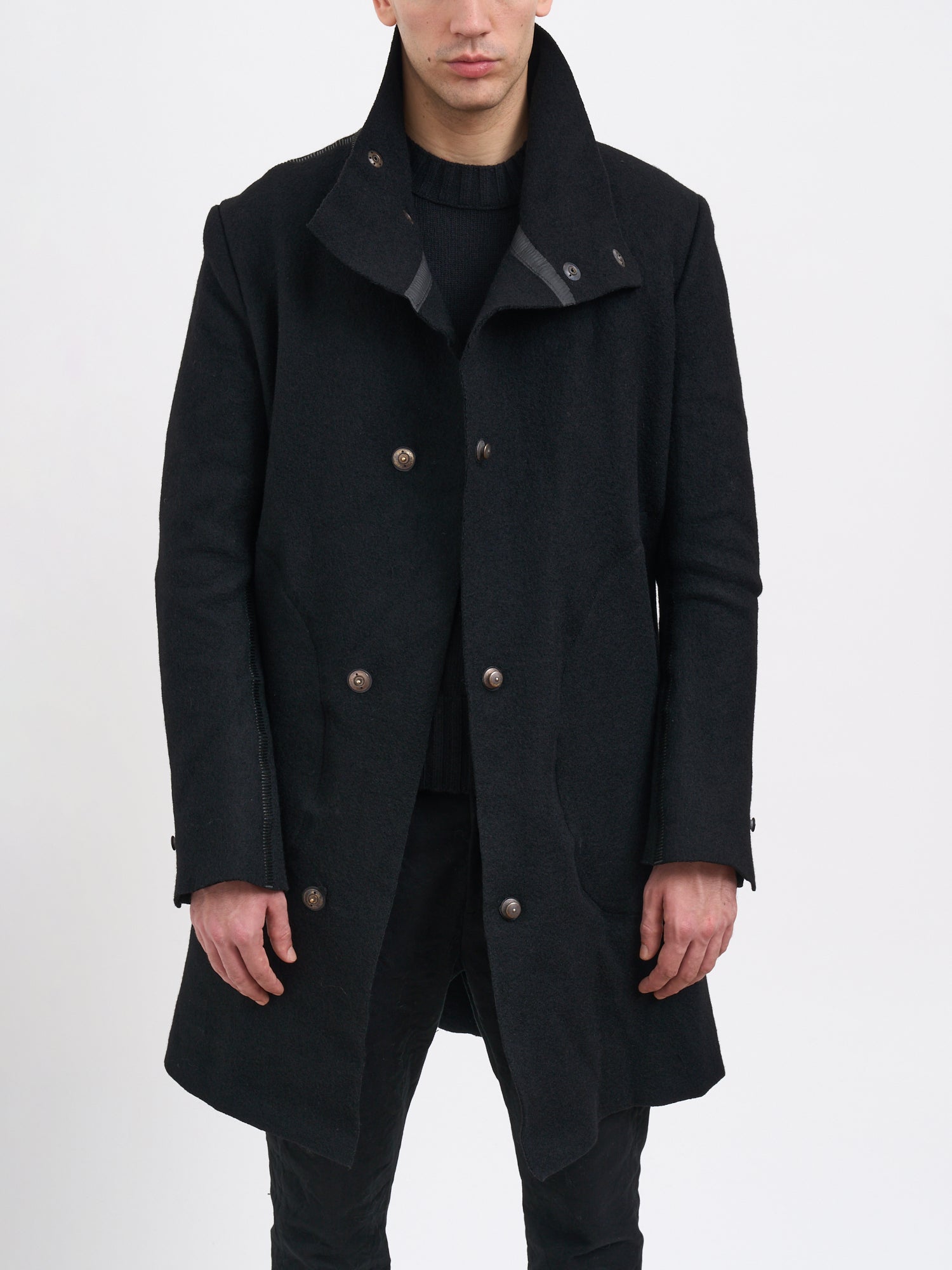 ISAAC SELLAM Long Wool Jacket for Men - Size Medium