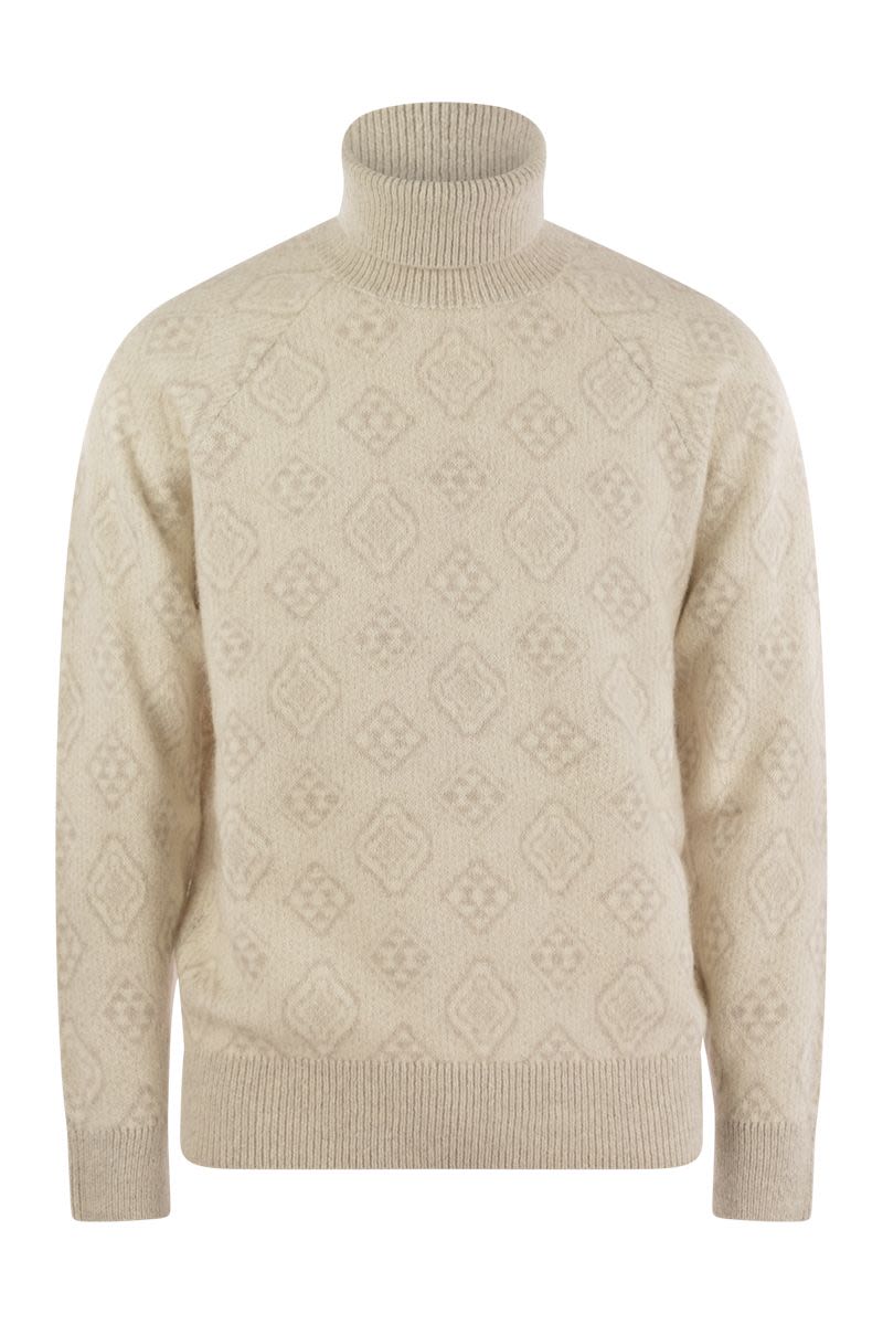BRUNELLO CUCINELLI Intarsia Knit Roll Neck Sweater for Men