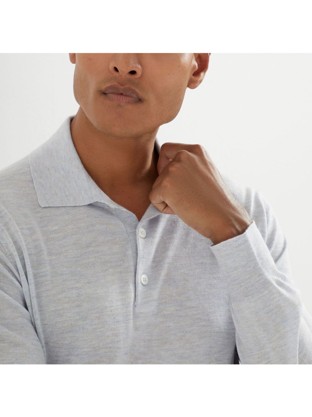 BRUNELLO CUCINELLI Men's Cashmere and Silk Knit Polo