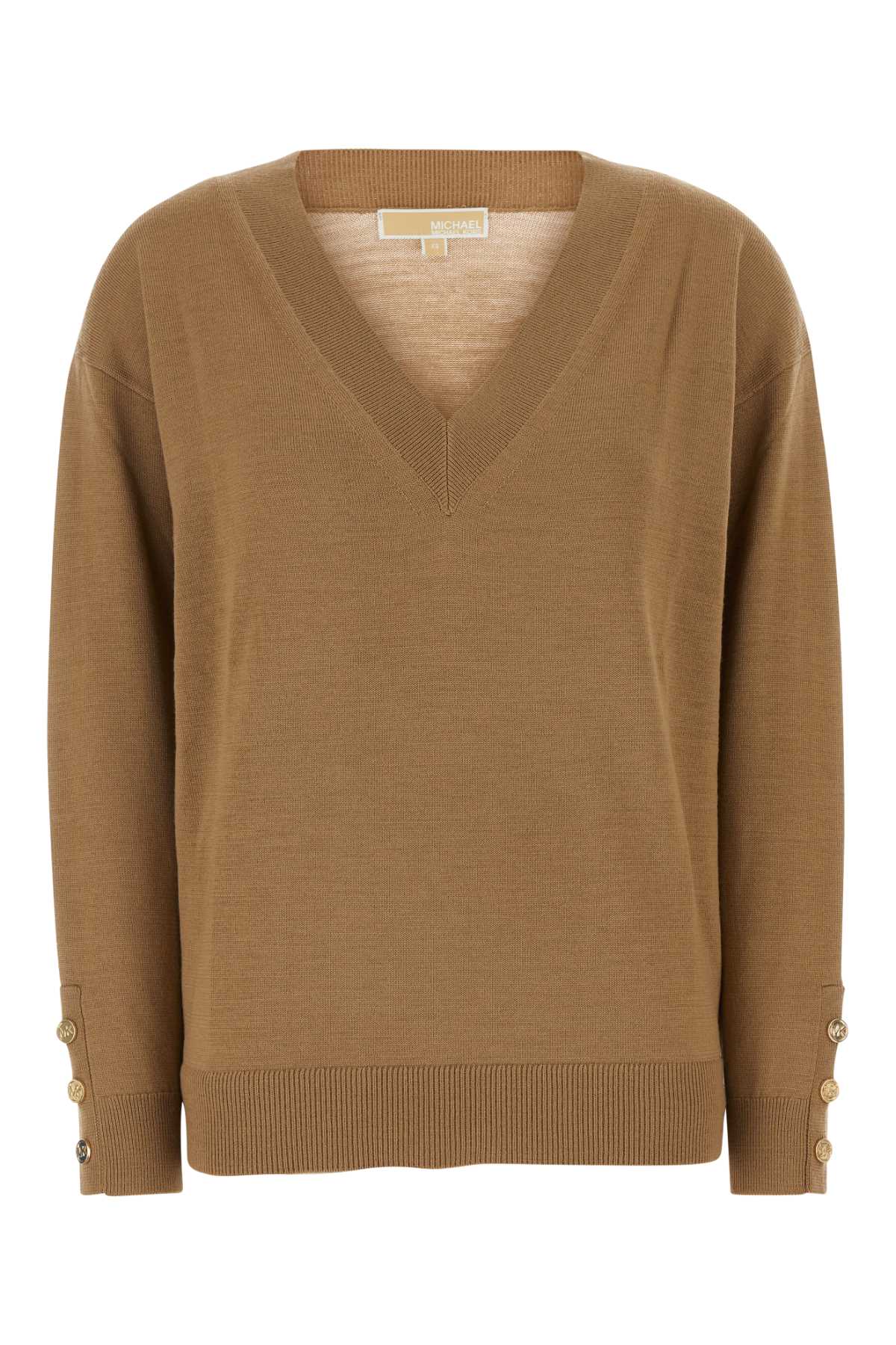 MICHAEL MICHAEL KORS Wool V-Neck Button Sleeve Sweater