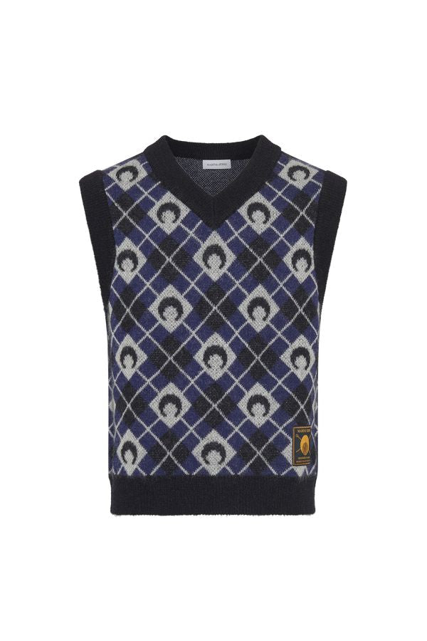MARINE SERRE V-Neck Sleeveless Knit with Moon Print