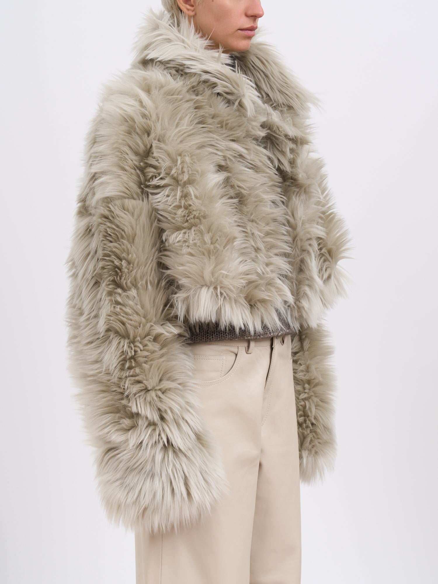 THE LATEST Cropped Eco-Friendly Faux Fur Jacket - Size S