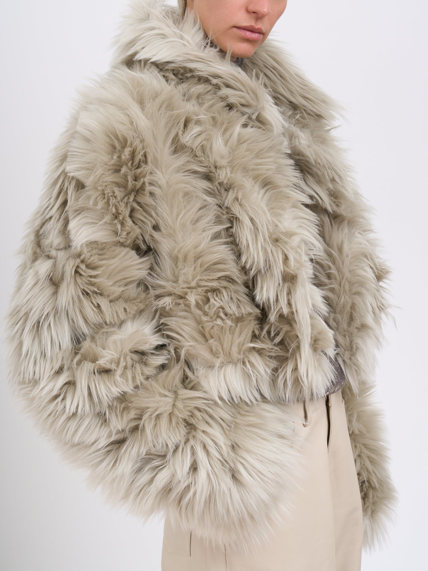 THE LATEST Cropped Eco-Friendly Faux Fur Jacket - Size S