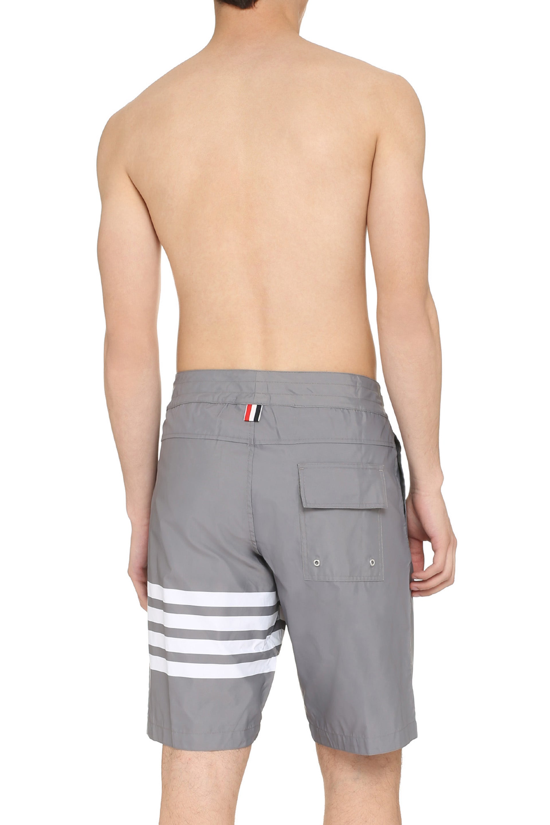 THOM BROWNE Men's Stretchy Polyamide-Elastane Mini Shorts