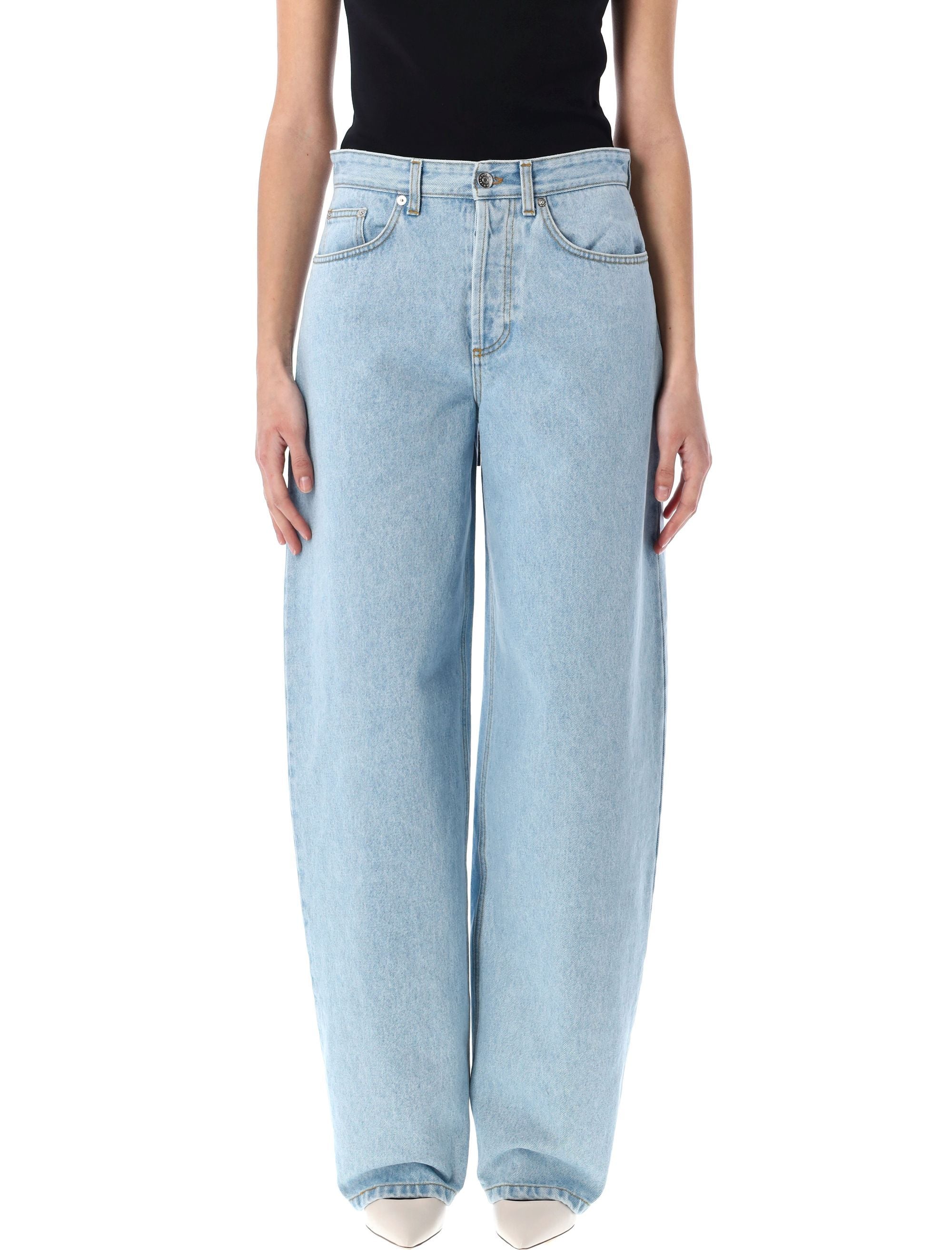 MUGLER Laced-up Wide Leg Jeans