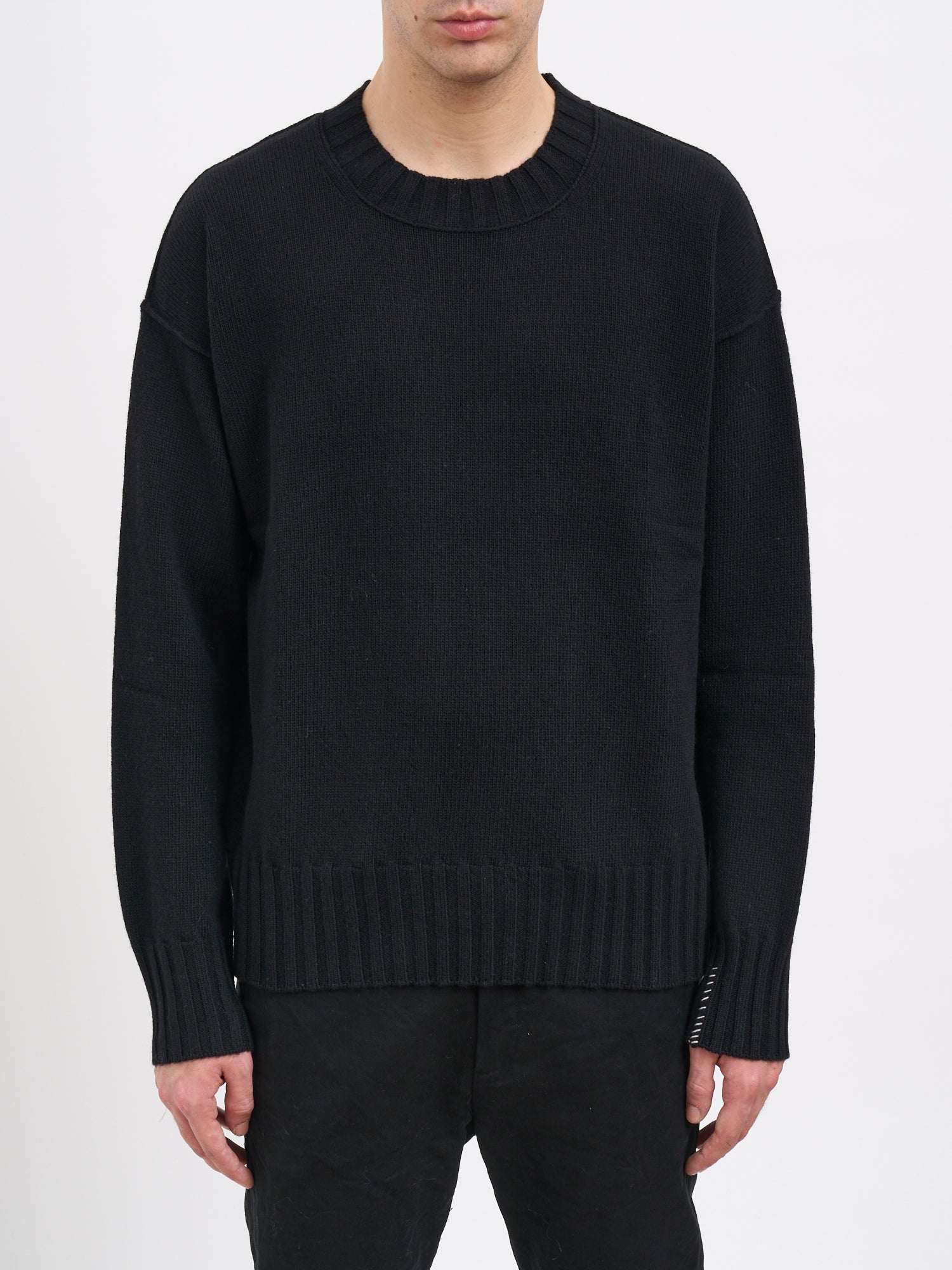 ISABEL BENENATO Men's Cashmere Blend Crew Neck Sweater - Medium