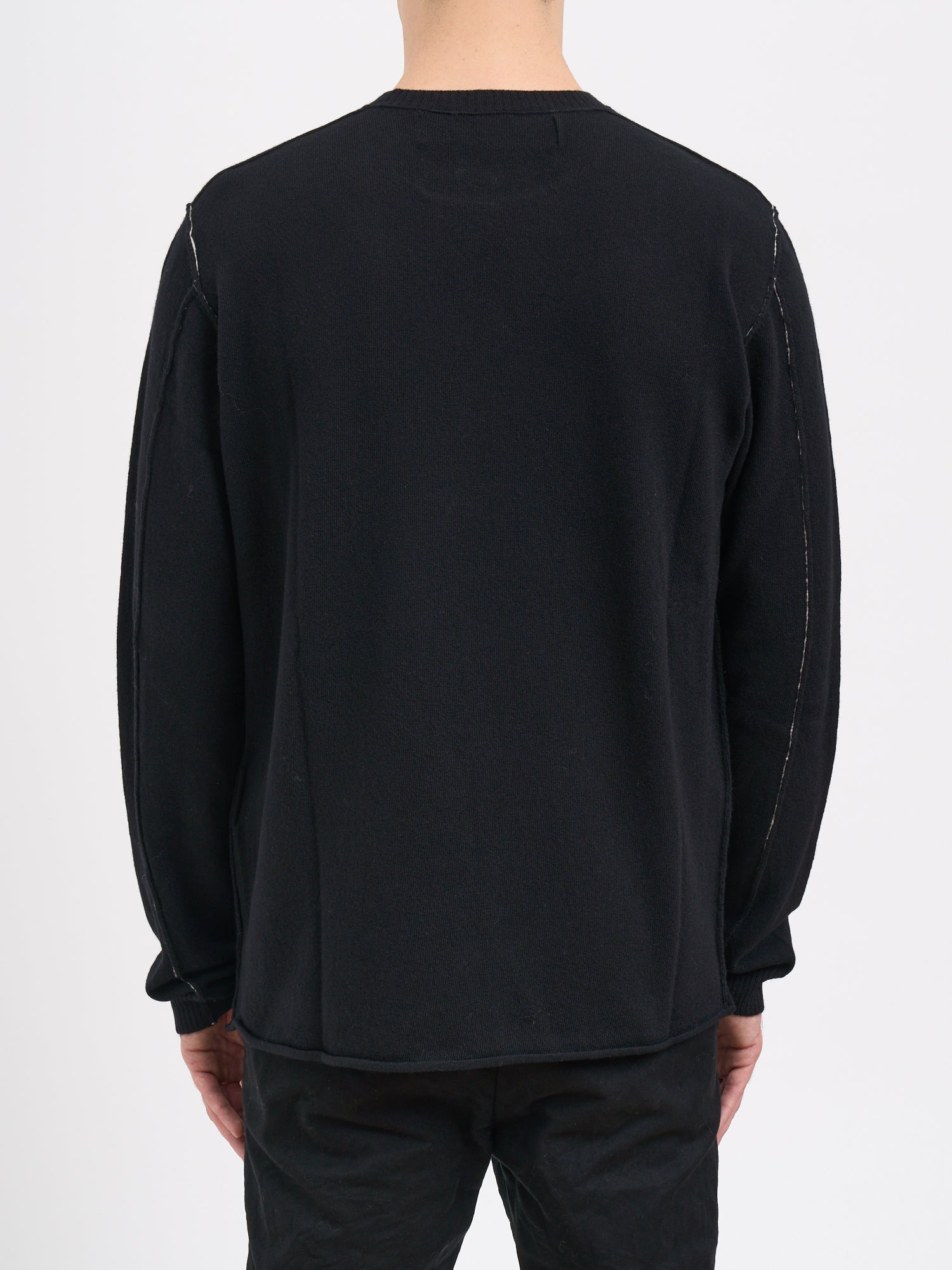 ISABEL BENENATO Crew Neck Sweater with Contrast Stitching - Size M