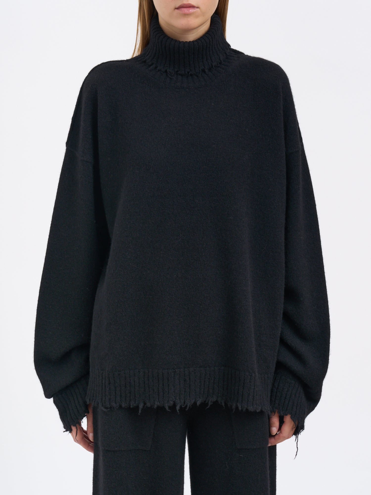 UMA WANG Women's Cashmere Turtleneck Sweater with High Collar - Size S