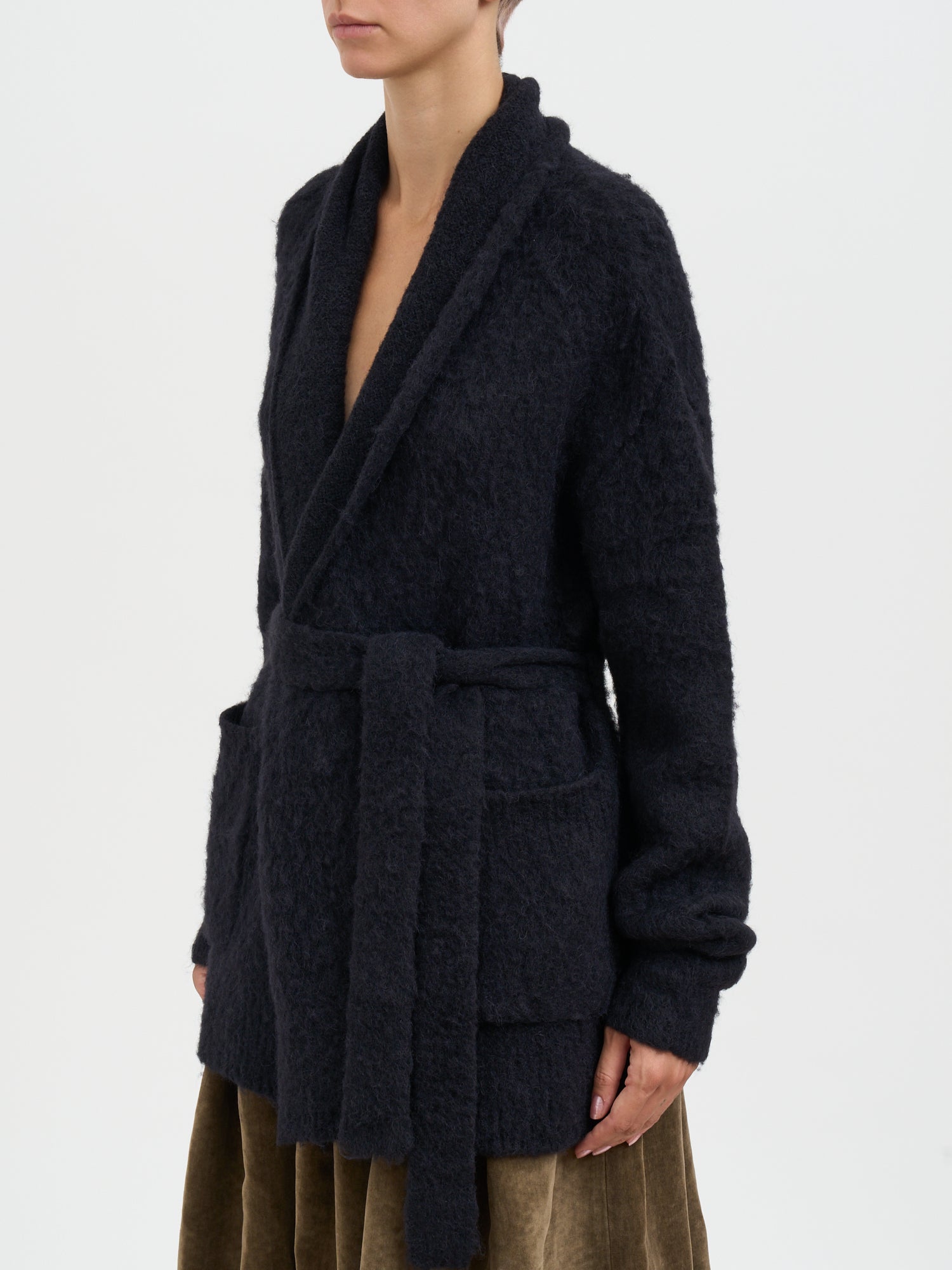 UMA WANG Oversized Wool Cardigan with Belted Waist - Size S