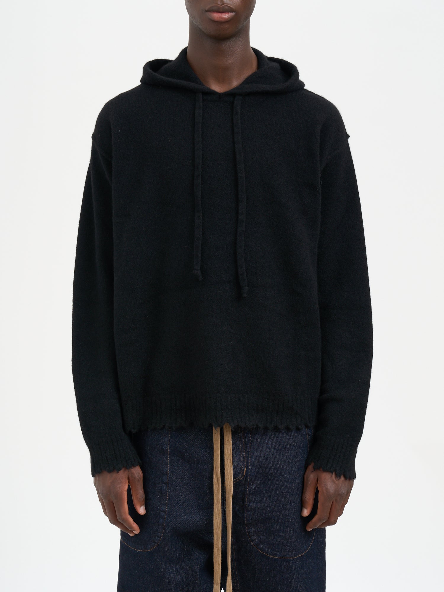 UMA WANG Men's Hooded Sweater with Drawstring - Size Medium