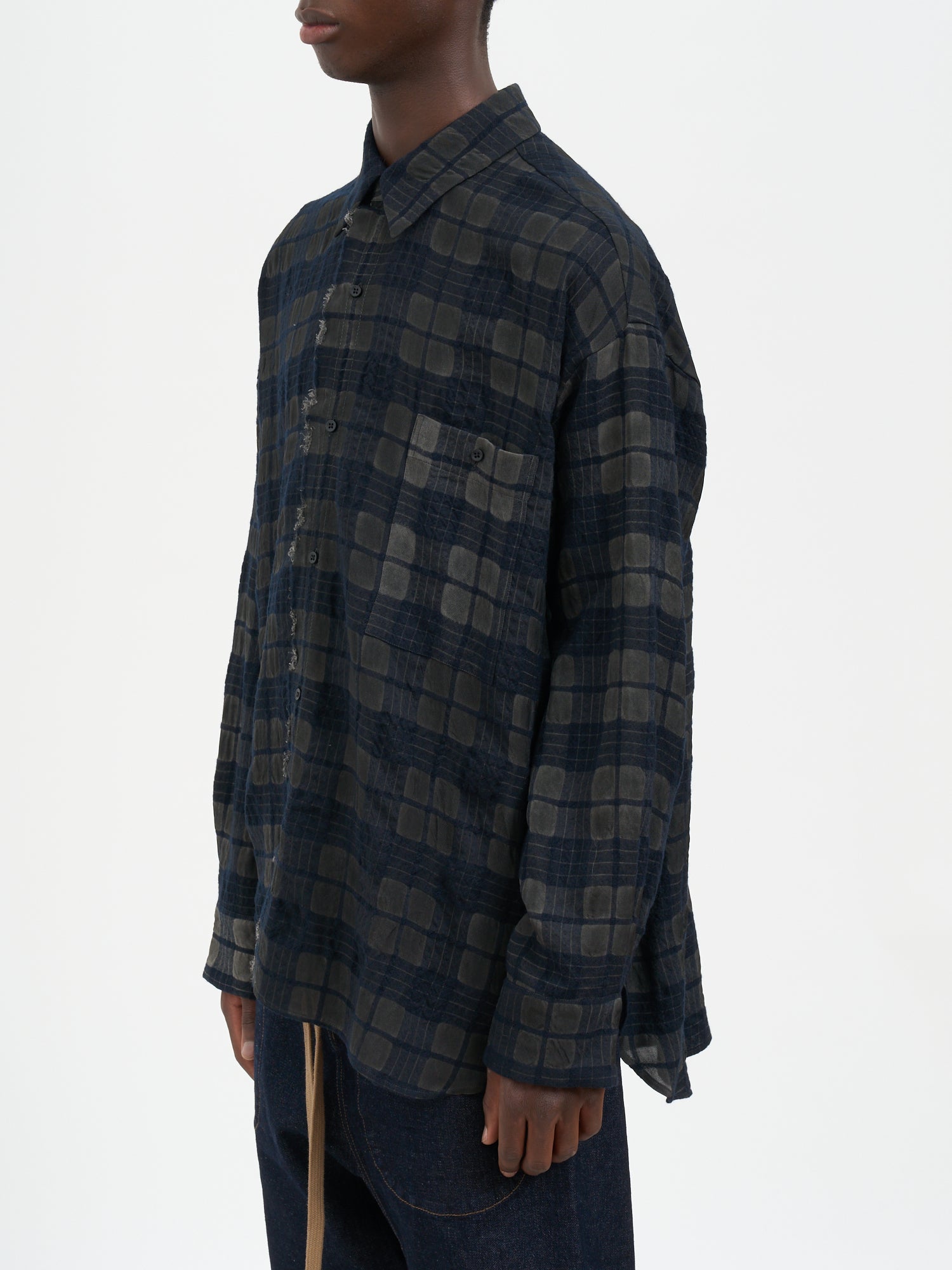 UMA WANG Check Pattern Button-Up Shirt - Size Medium