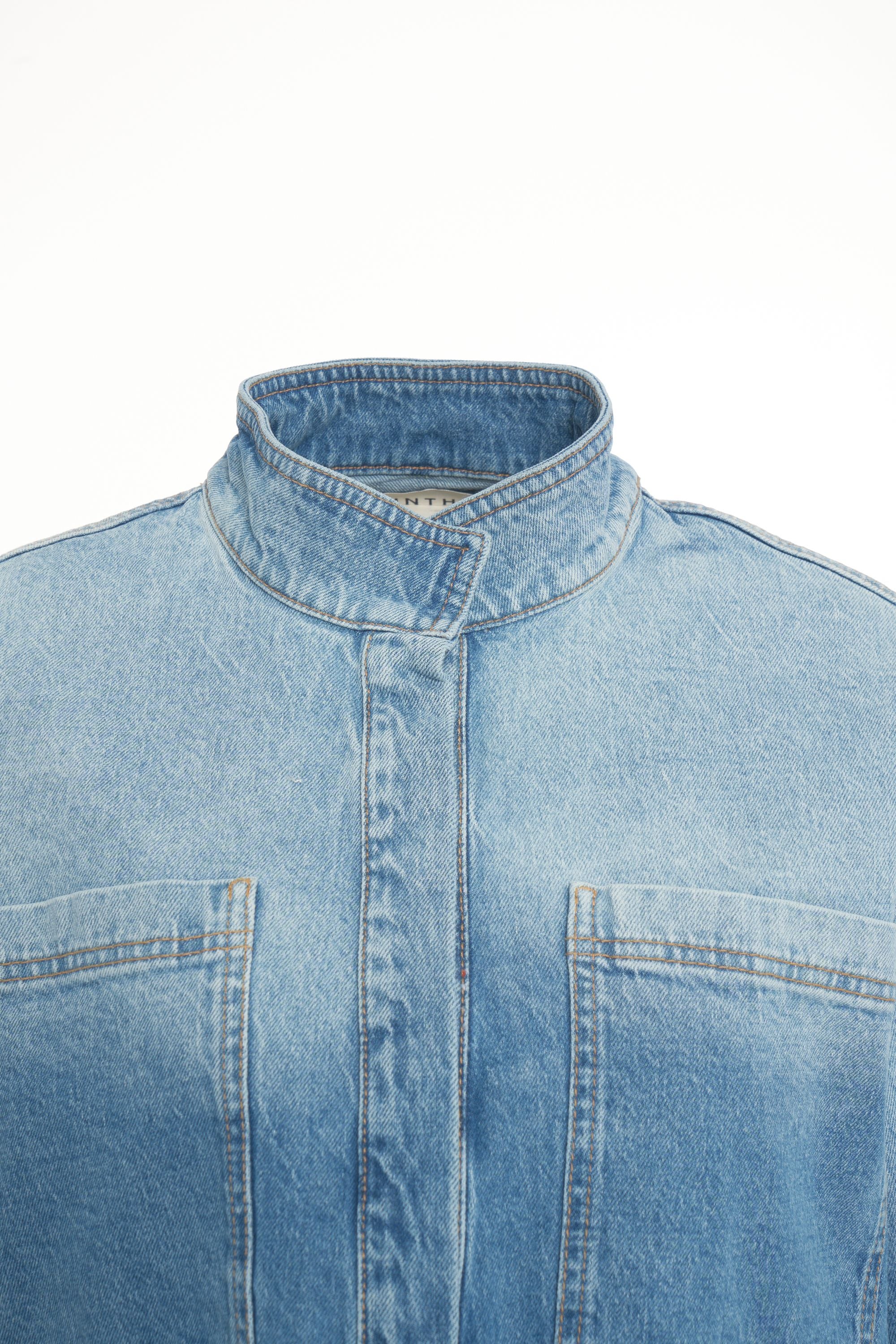 MUNTHE Oversized Denim Jacket with High Collar