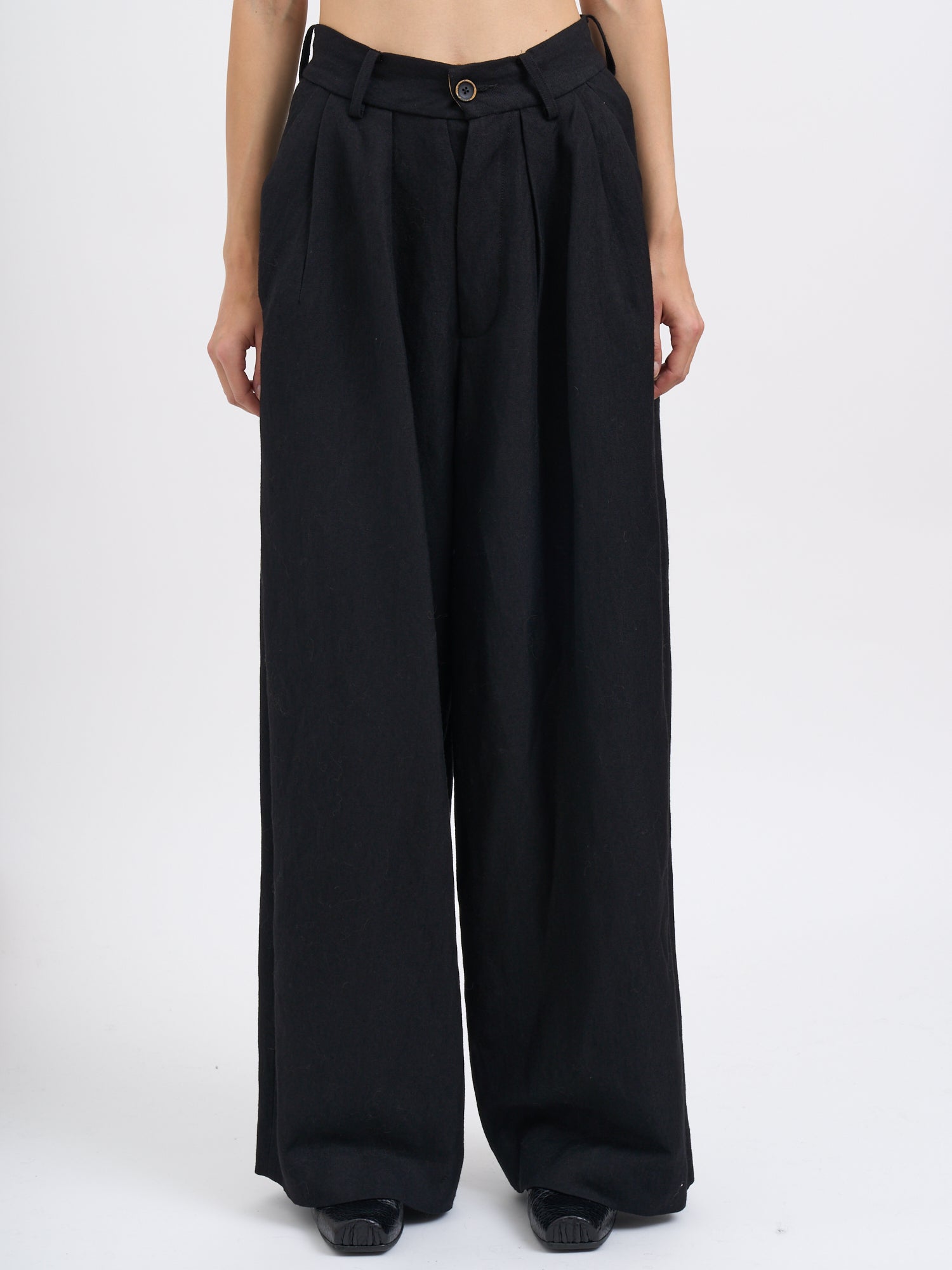 UMA WANG Polina Wide Leg Linen and Wool Trousers - Size S