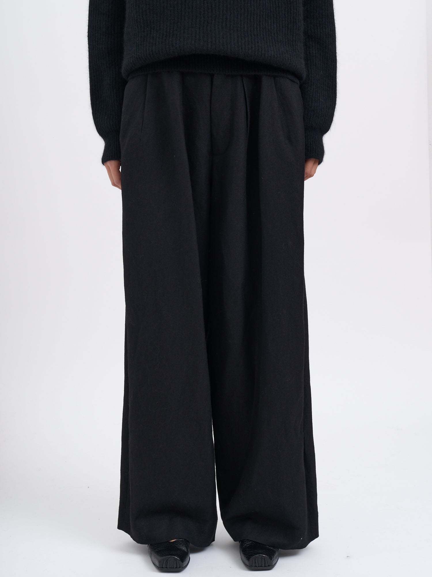 UMA WANG Polina Wide Leg Linen and Wool Trousers - Size S