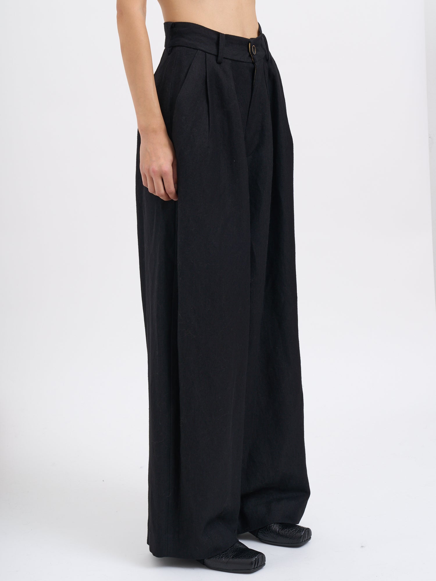 UMA WANG Polina Wide Leg Linen and Wool Trousers - Size S