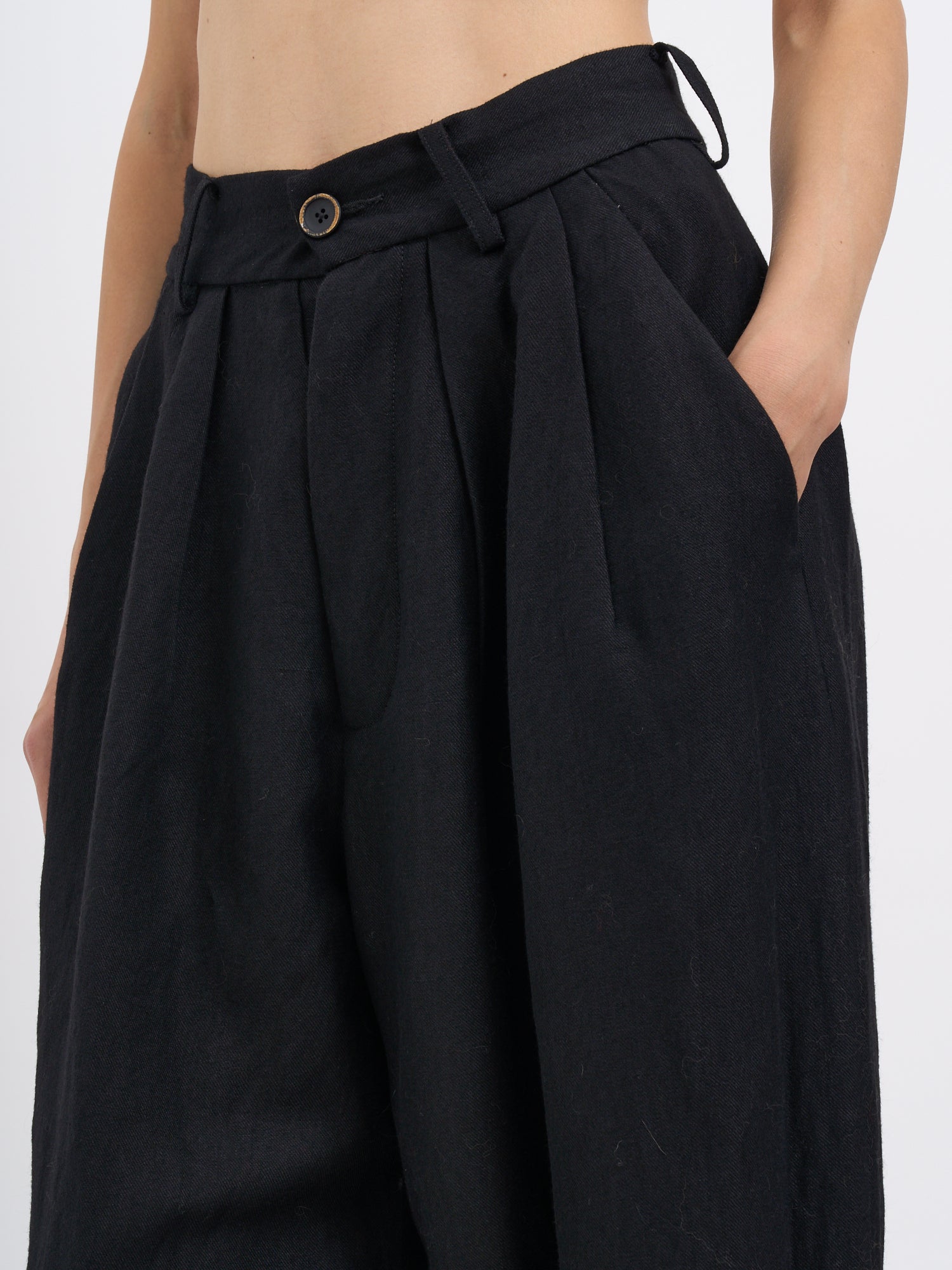 UMA WANG Polina Wide Leg Linen and Wool Trousers - Size S