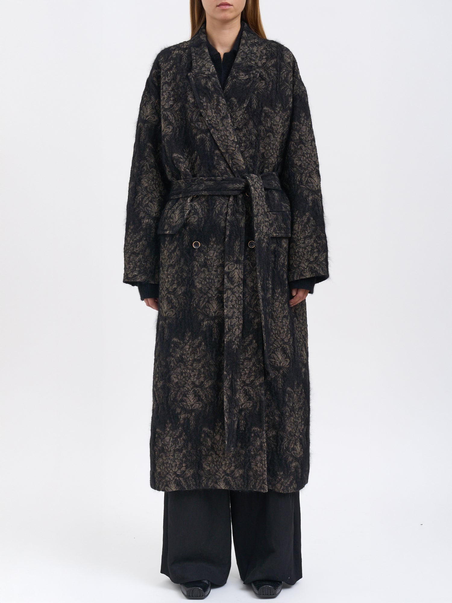 UMA WANG Silk and Angora Cicero Jacket with Waist Belt - Size S