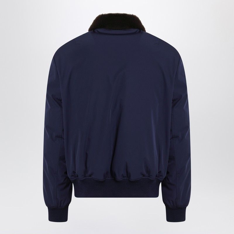 BRUNELLO CUCINELLI Indigo Nylon Puffer Jacket with Shearling Collar