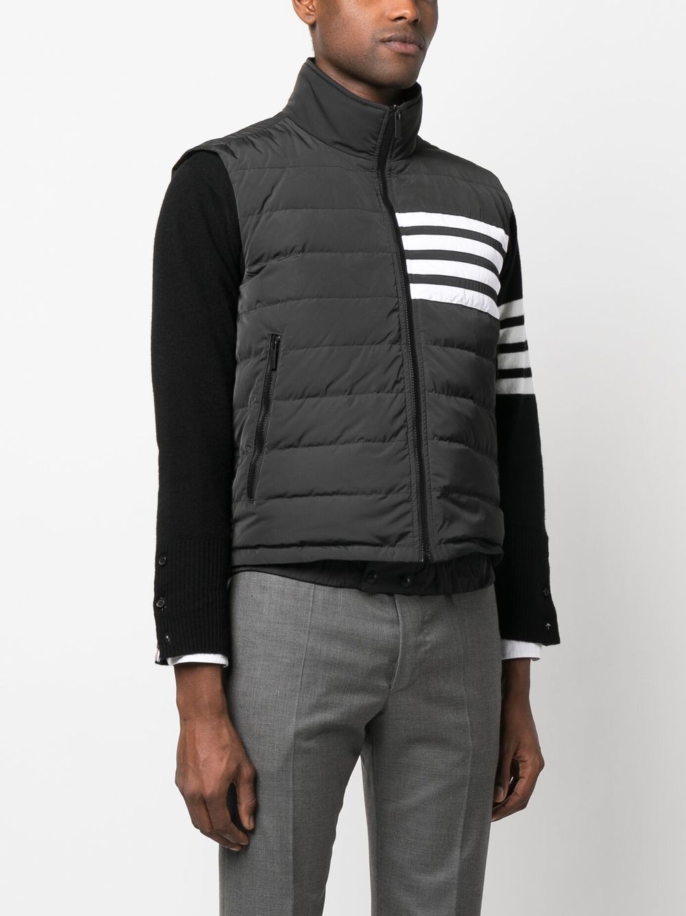 THOM BROWNE Full Zip Field Vest with Tricolor Detail (Men's Sizes 00-5)