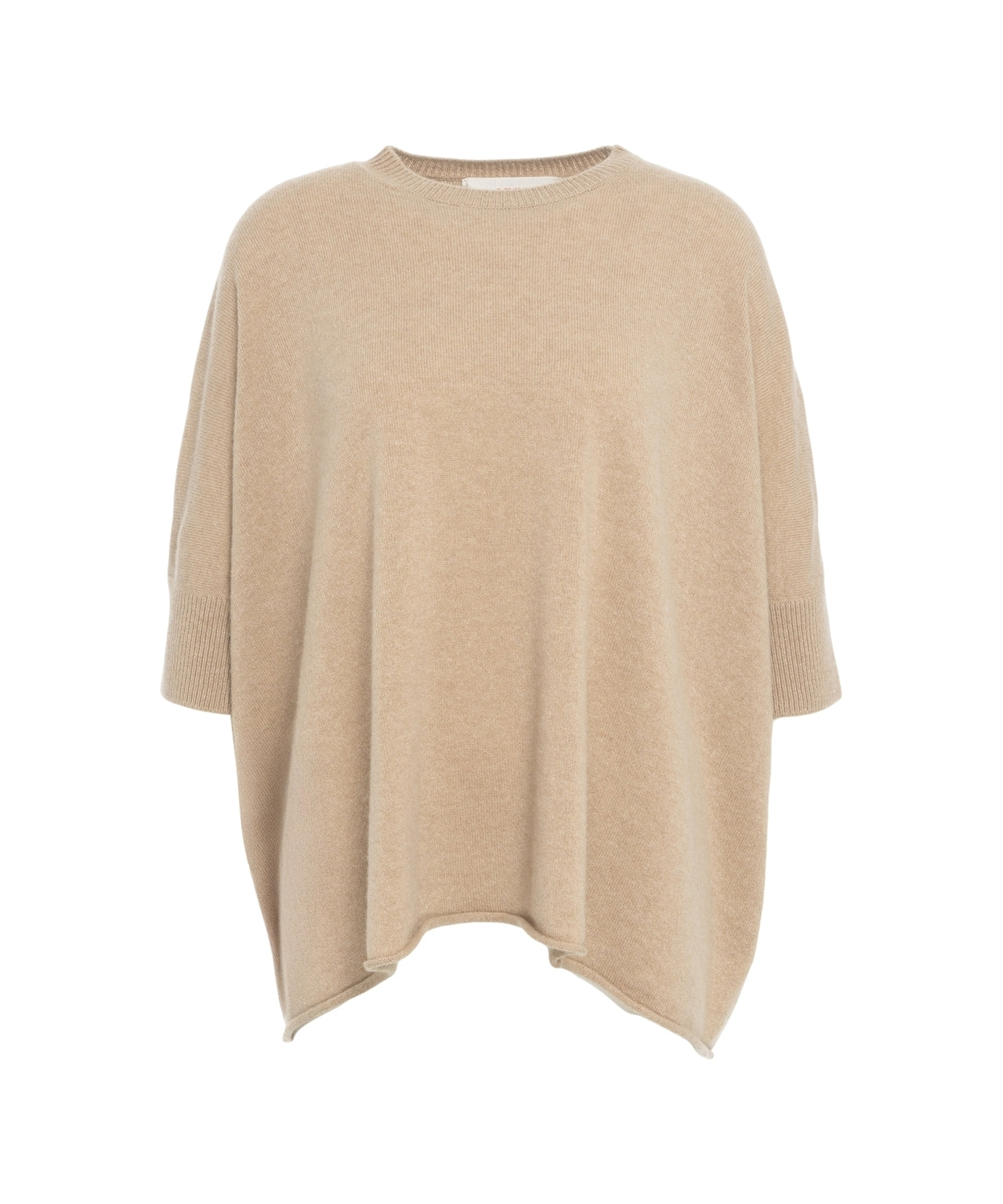 MVM Oversized Cashmere Sweater with Round Neck and Asymmetric Hem