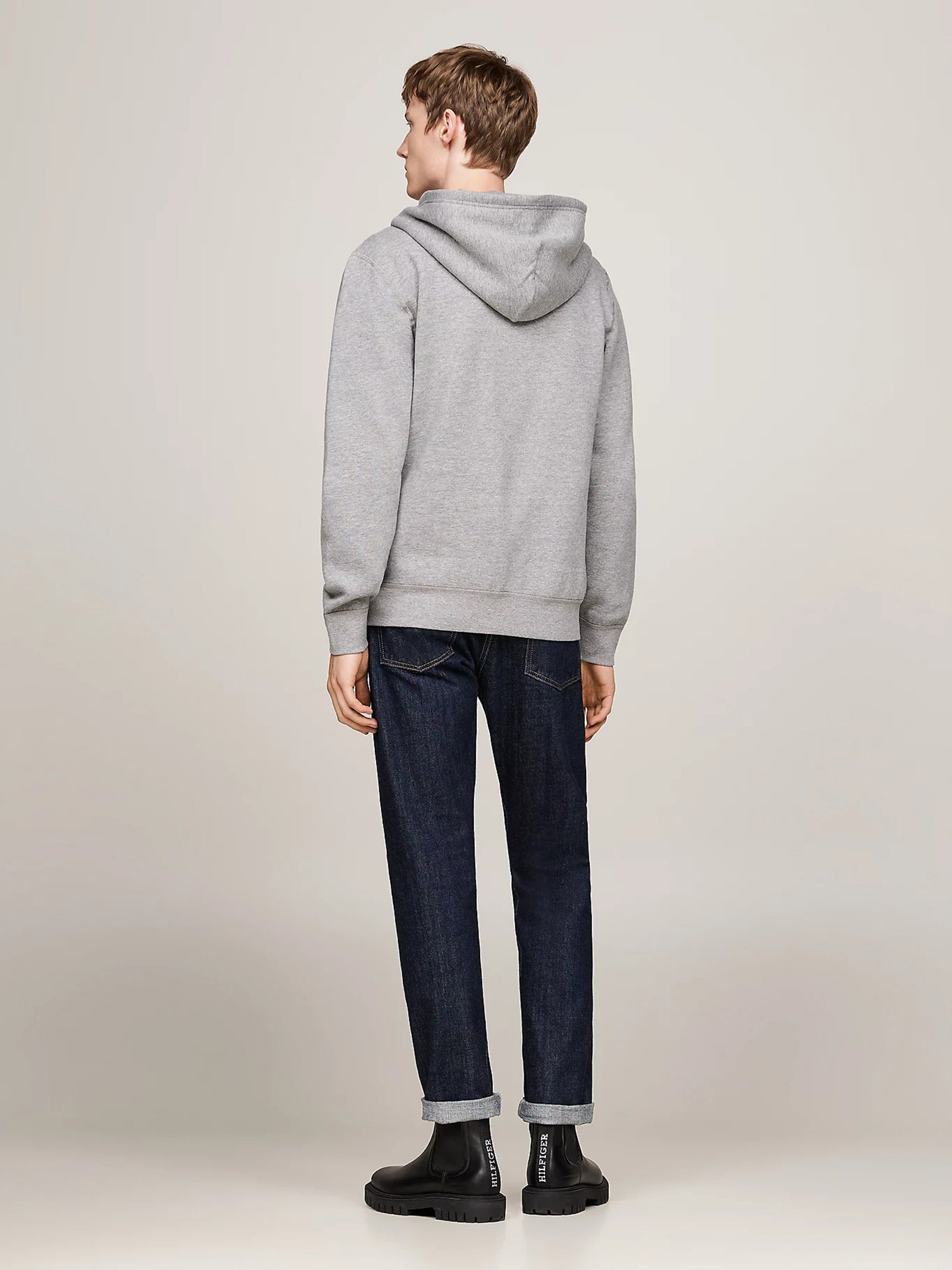 TOMMY HILFIGER Grey Zip-Up Logo Sweatshirt