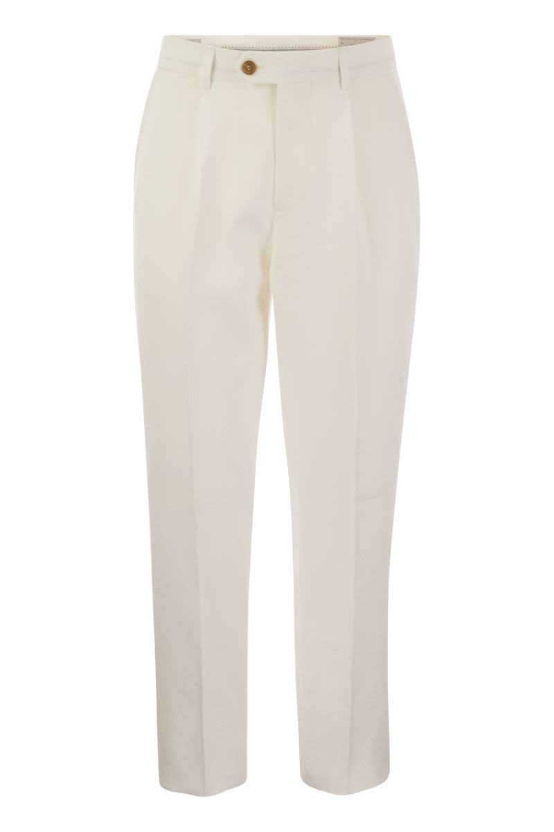 BRUNELLO CUCINELLI Relaxed Fit Linen Trousers with Tailored Darts