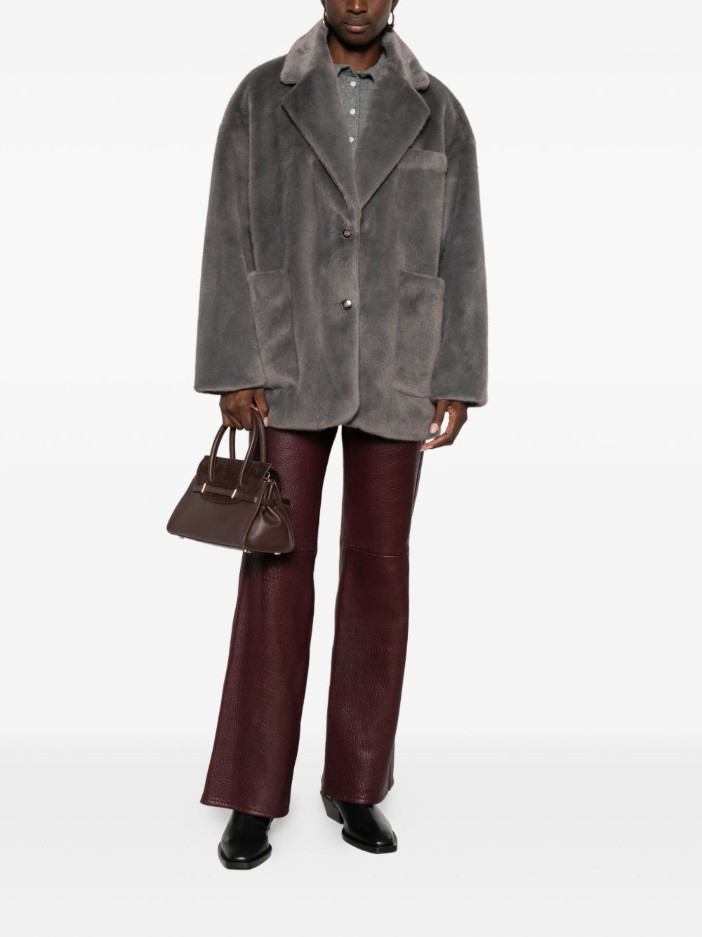 MOLLIOLLI Chic Faux Fur Jacket with Notched Lapels