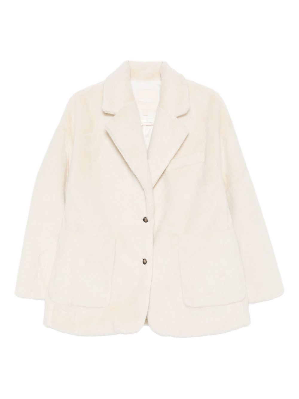 MOLLIOLLI Faux Fur Jacket with Notched Lapels and Flap Pockets