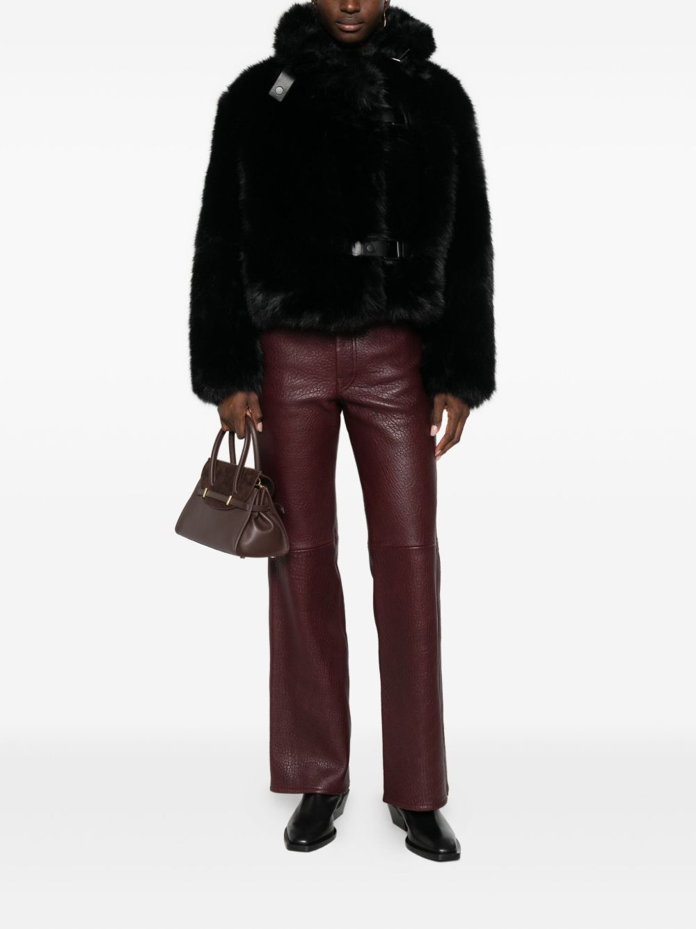 MOLLIOLLI Royal Faux Fur Jacket with Buckle Detail for Women